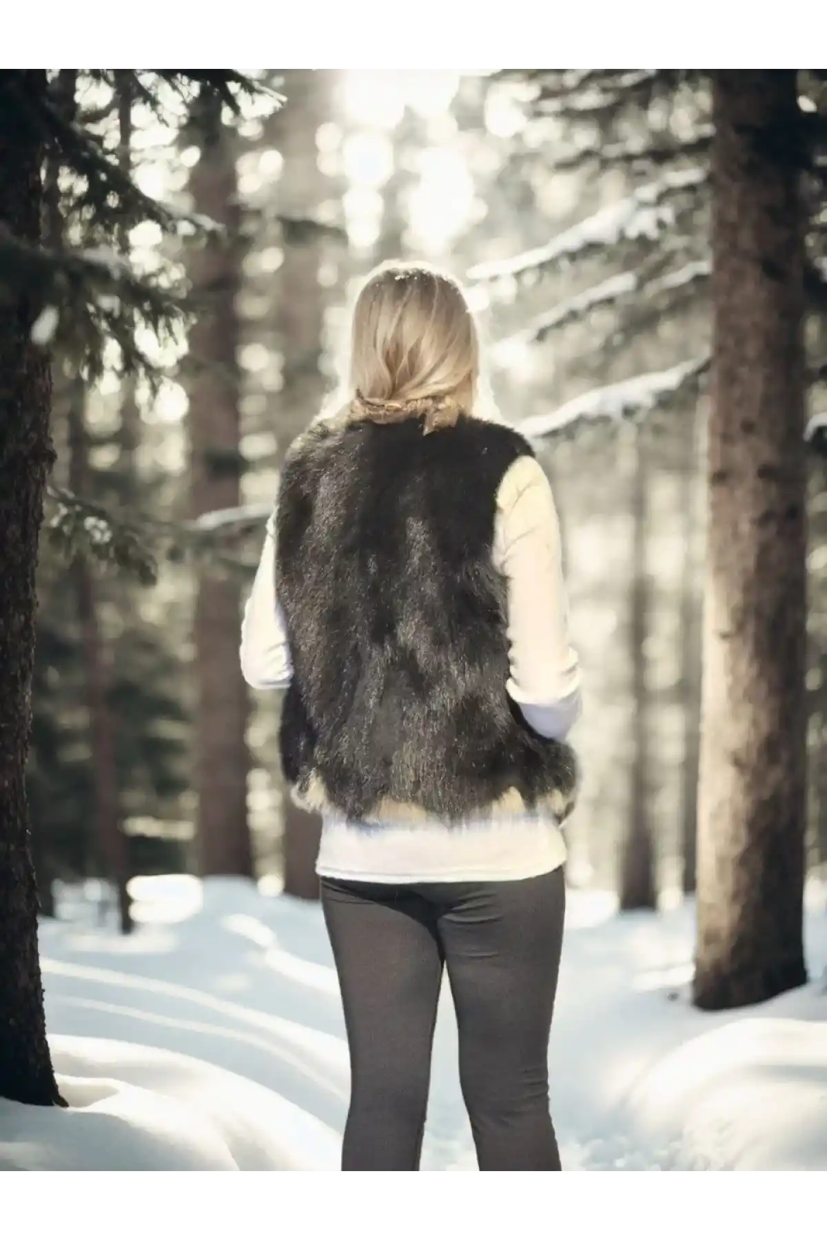 Kadın Kolsuz Fermuarlı Yelek - Siyah