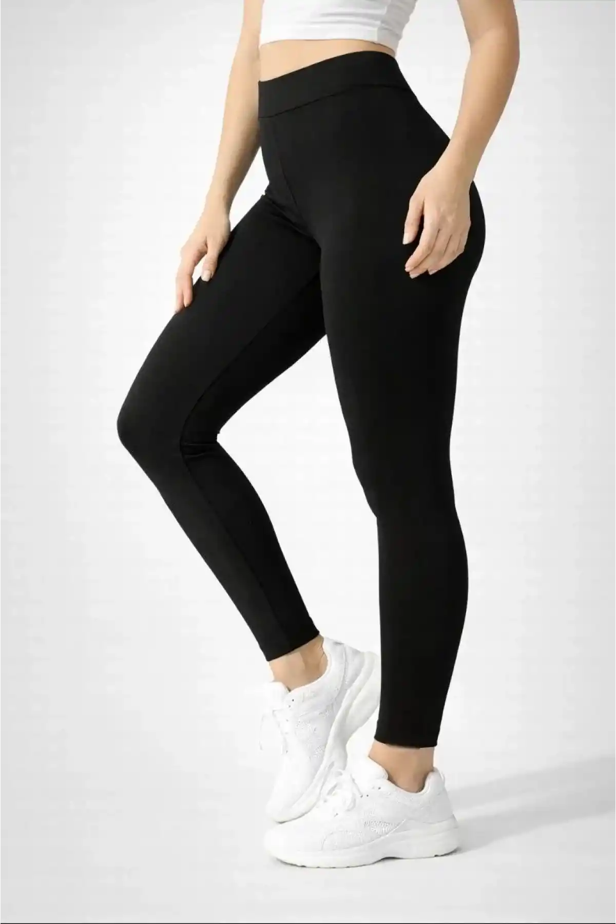 Kadın Likralı Düz Tayt - Siyah