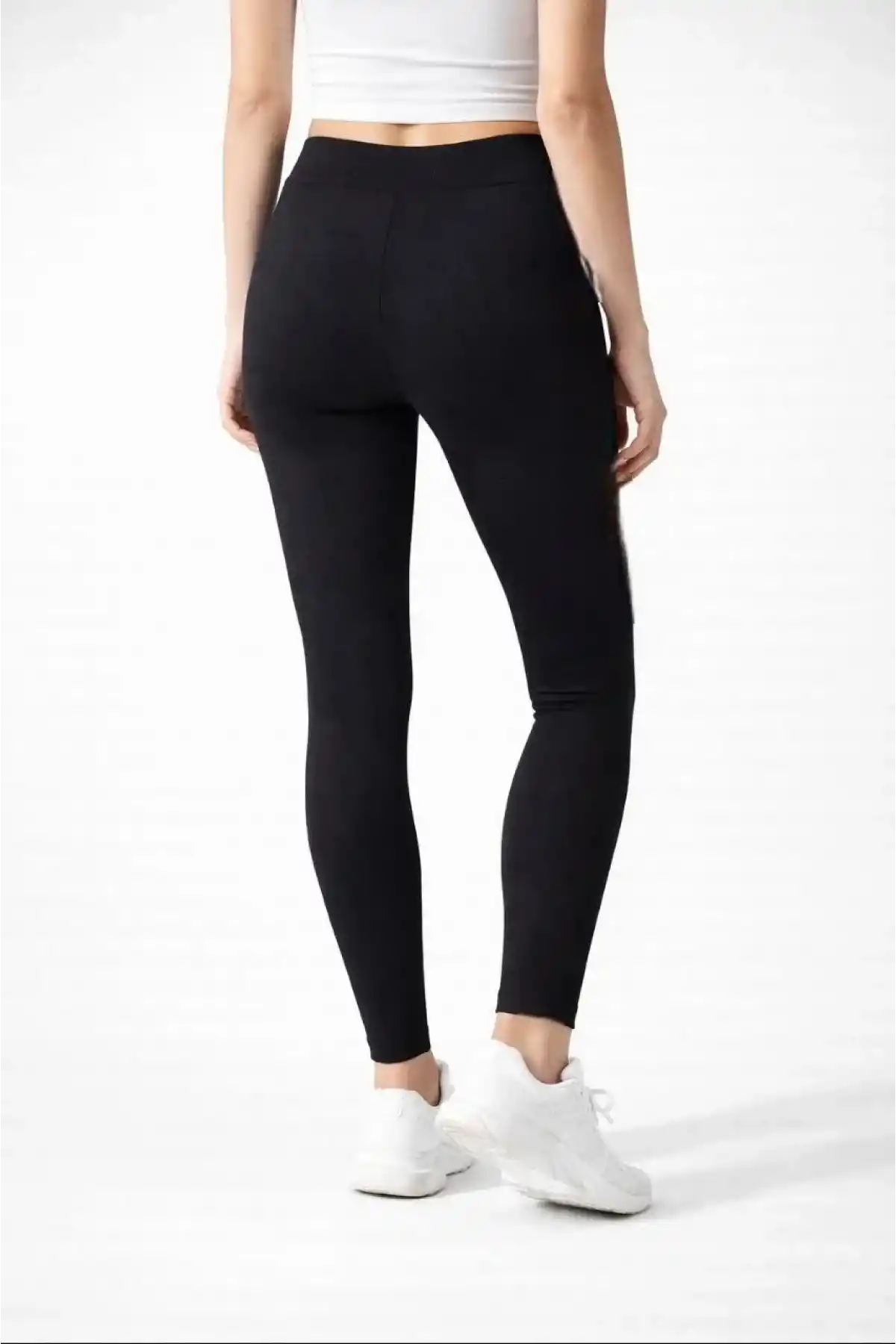 Kadın Likralı Düz Tayt - Siyah