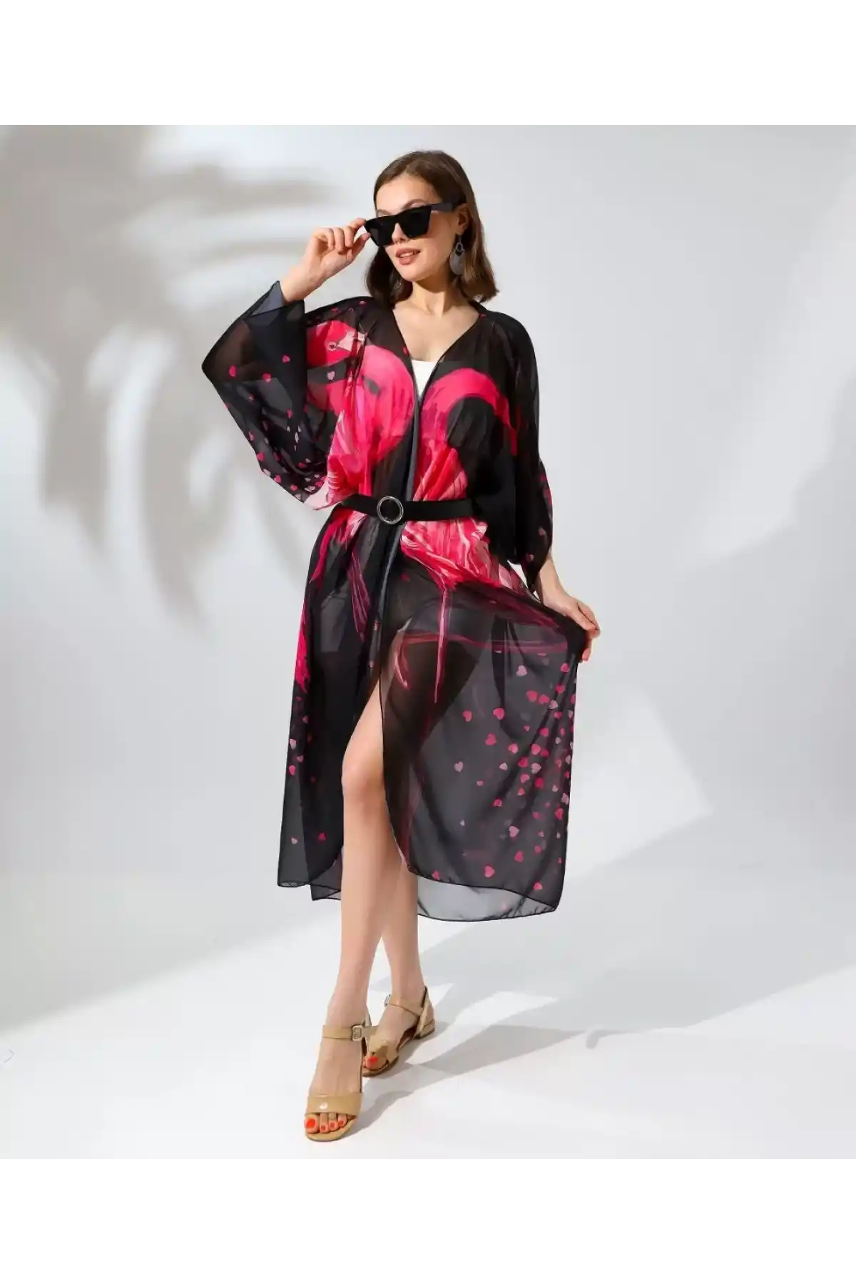 Kadın Rahat Kesim Şifon Kimono - Siyah