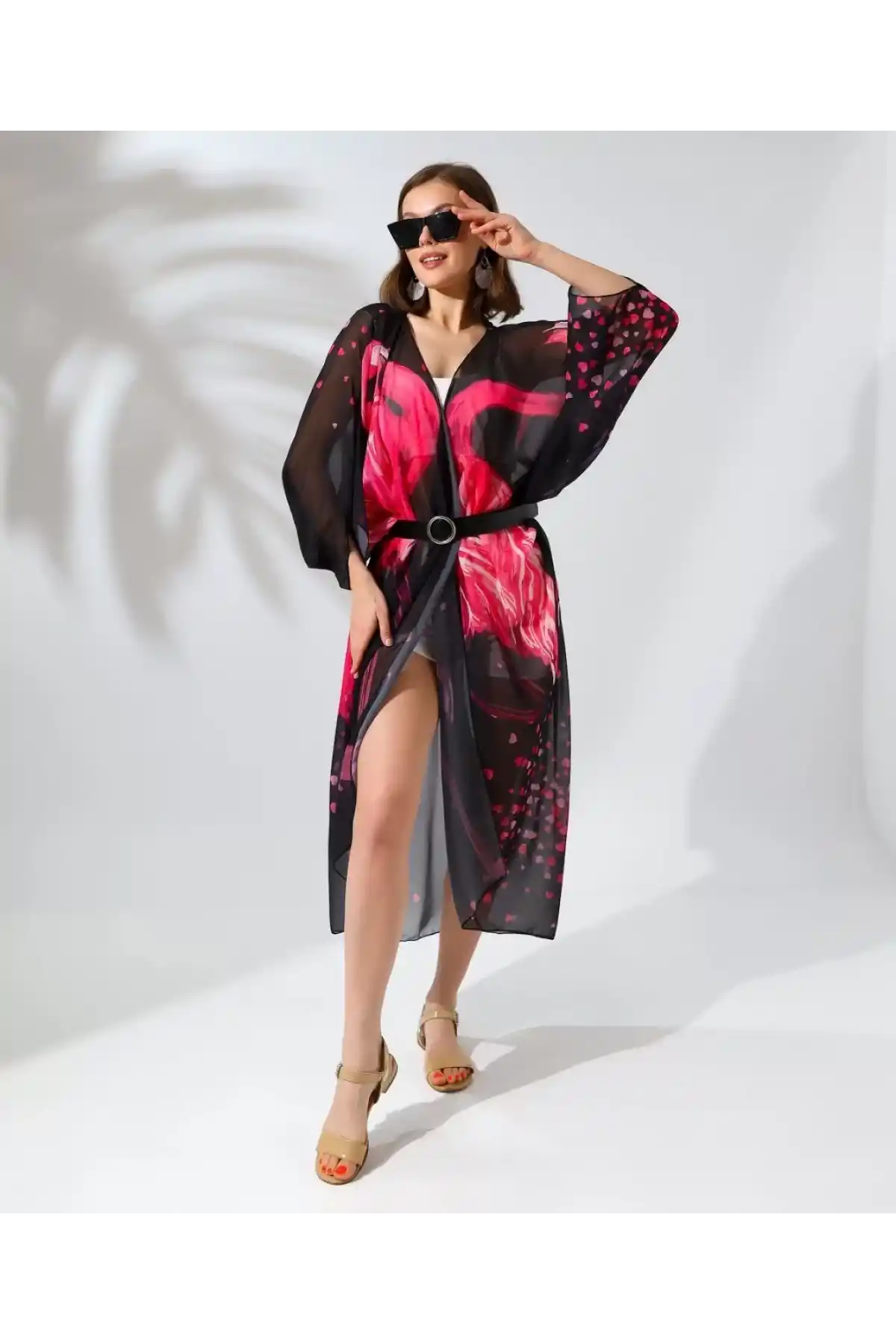 Kadın Rahat Kesim Şifon Kimono - Siyah