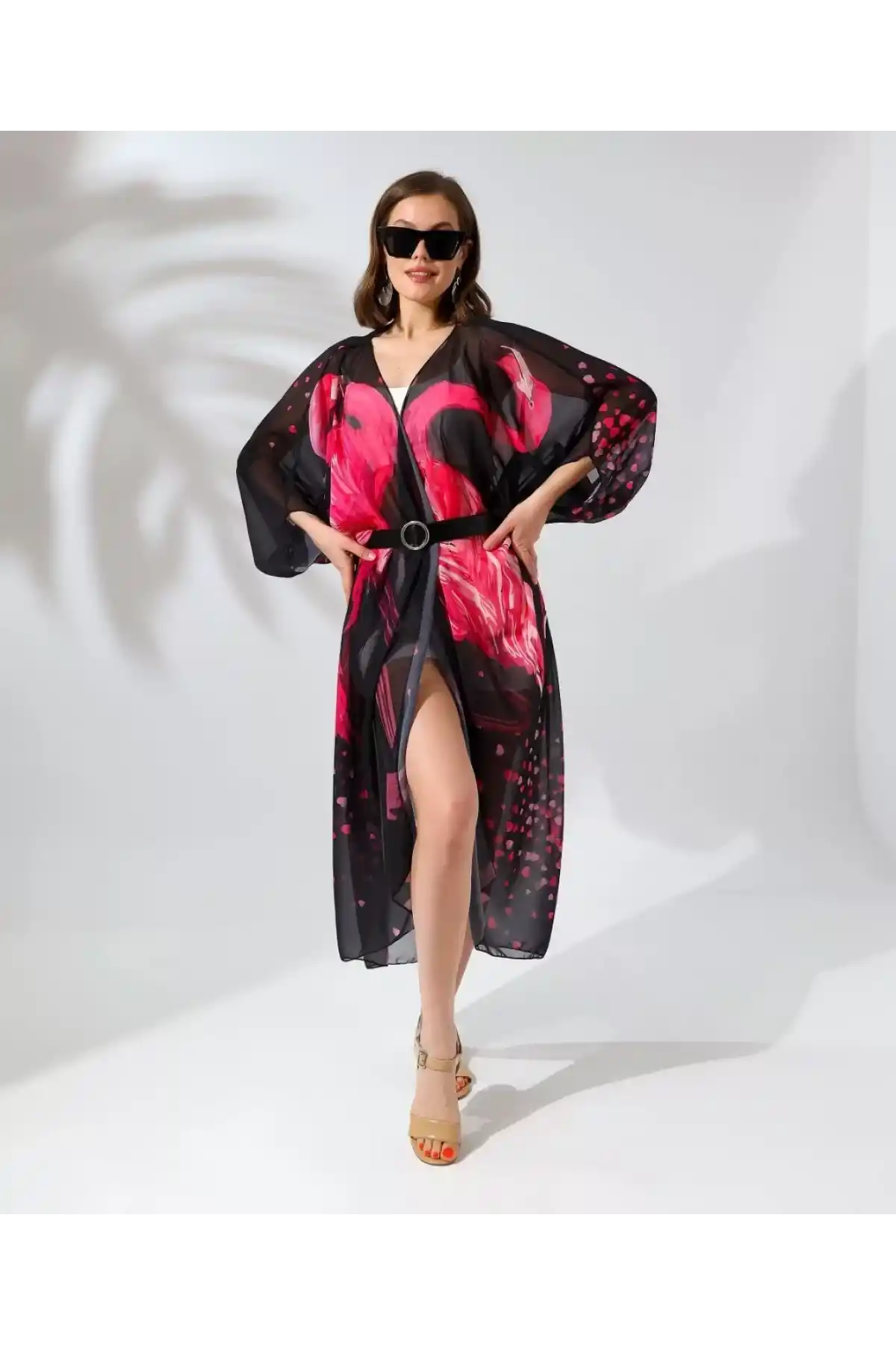 Kadın Rahat Kesim Şifon Kimono - Siyah