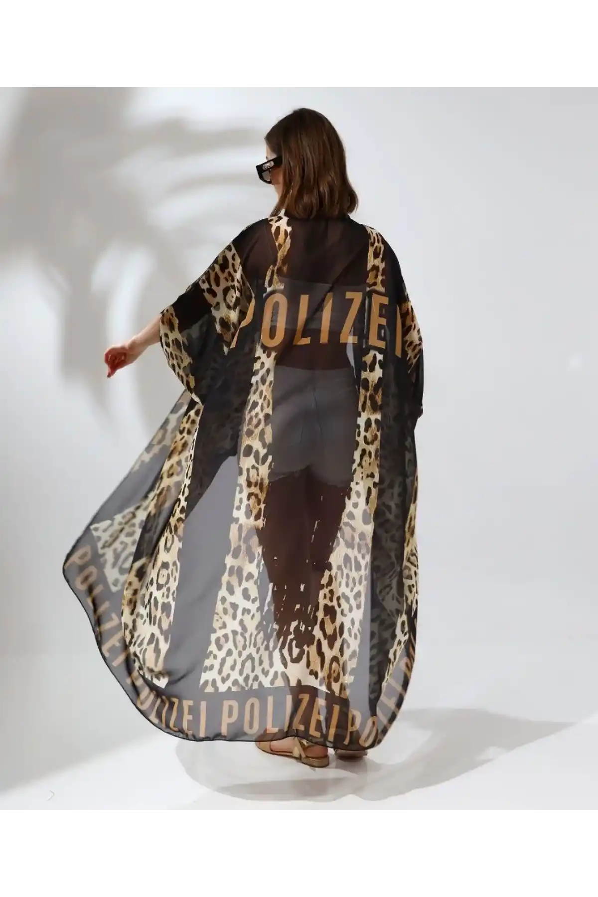 Kadın Rahat Kesim Şifon Kimono - Leopar