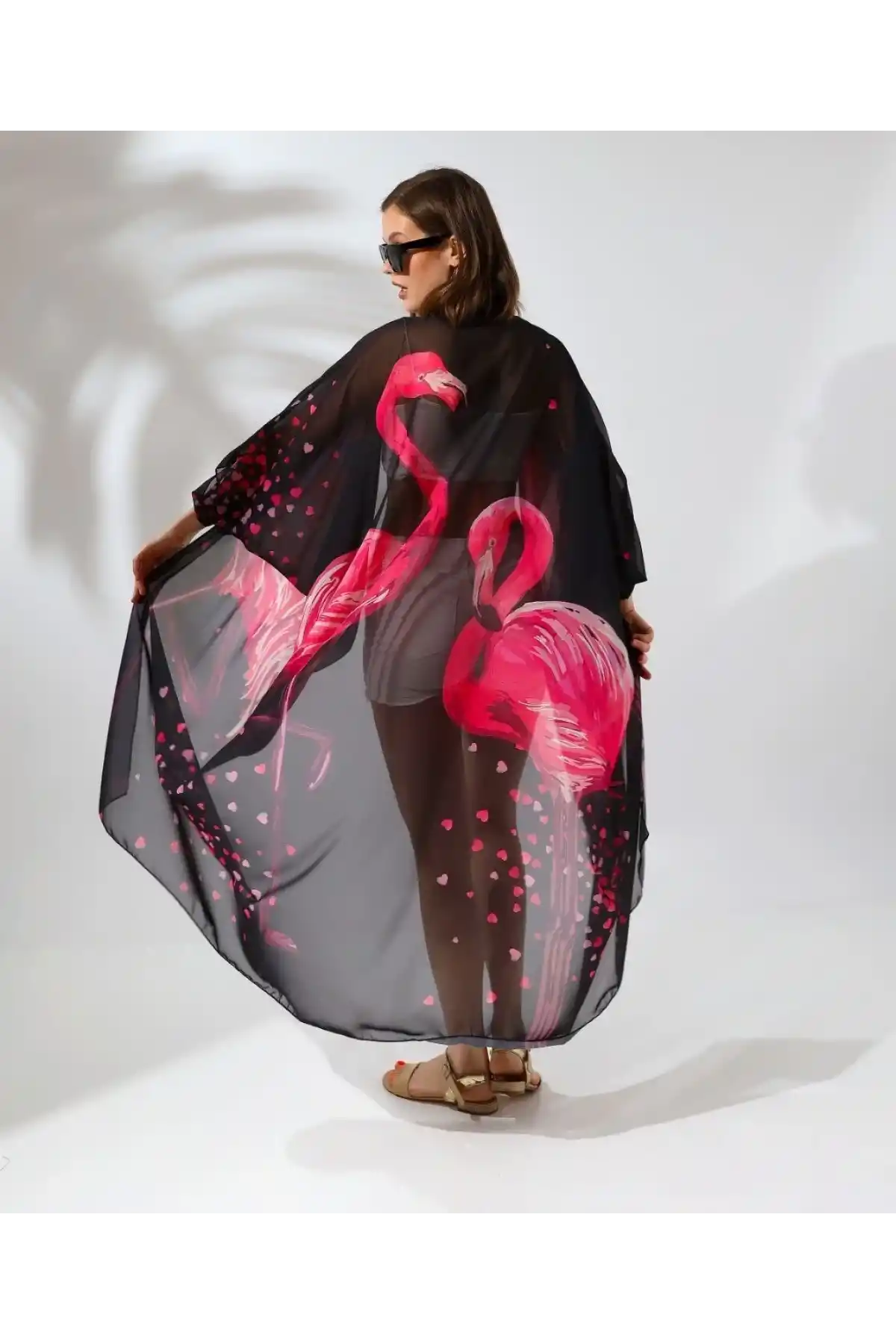 Kadın Rahat Kesim Şifon Kimono - Siyah