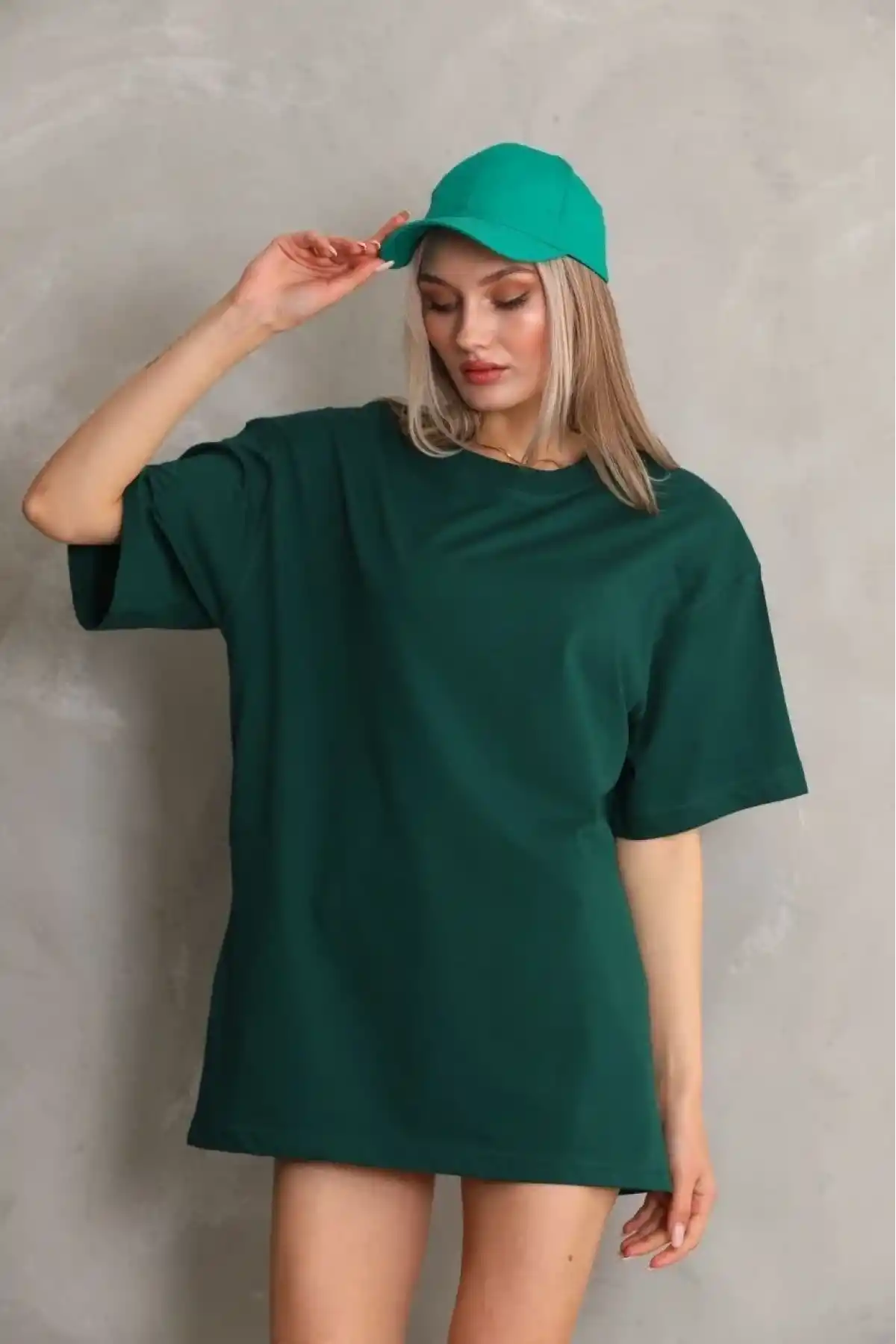 Kadın Regular Fit Tişört Bisiklet Yaka Yazlık Kısa Kol Basıc T-Shirt - Yeşil