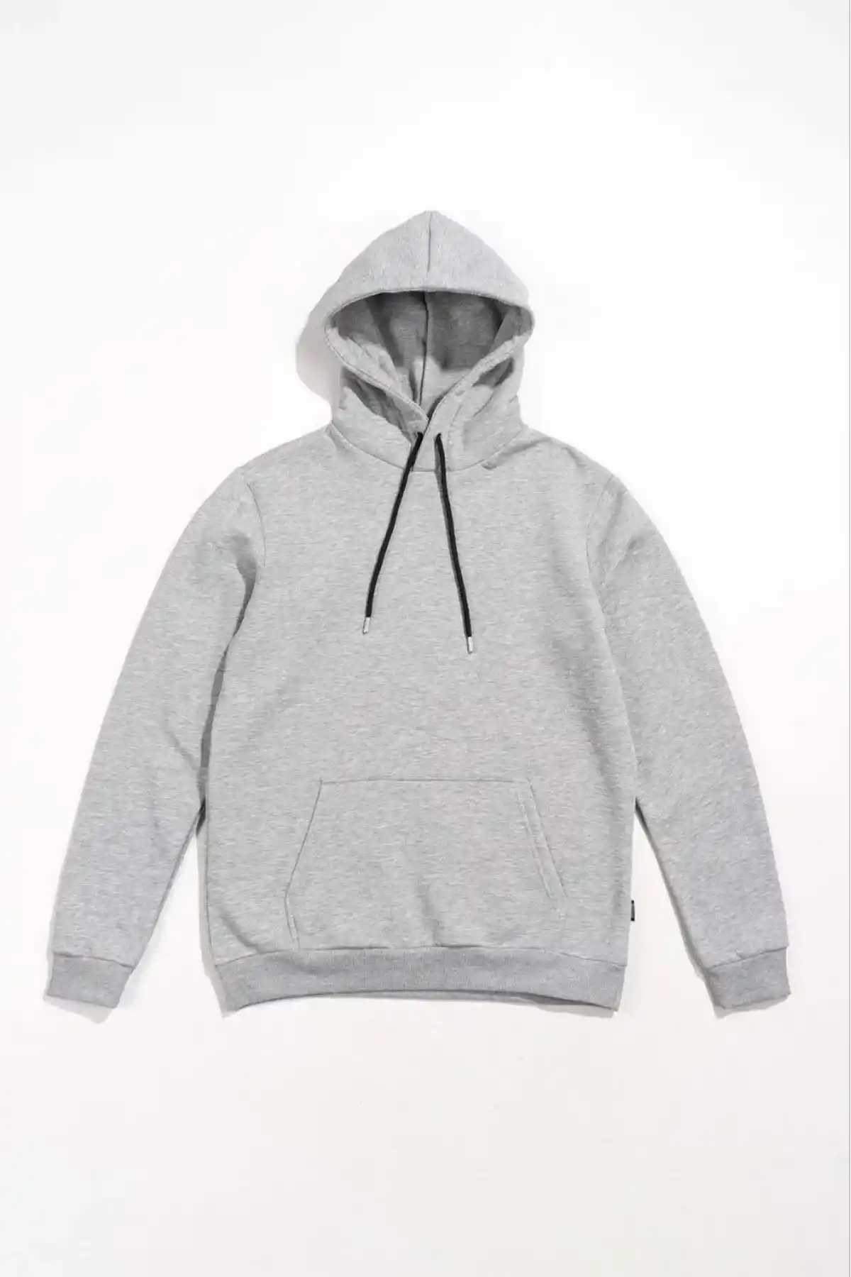 Kadın Kapüşonlu Kanguru Cepli 3 İplik Pamuklu Oversize Hoodie Sweatshirt -  Gri
