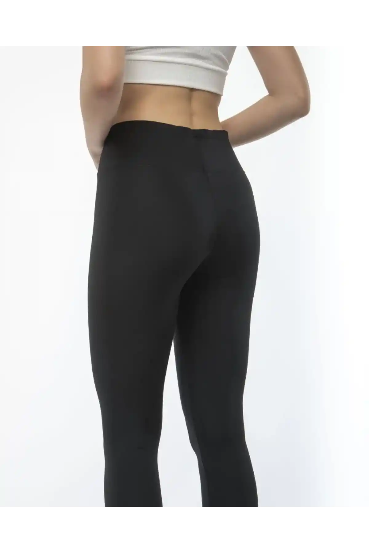 Kadın Yüksek Bel Geniş Kemer Dalgıç Tayt - Siyah