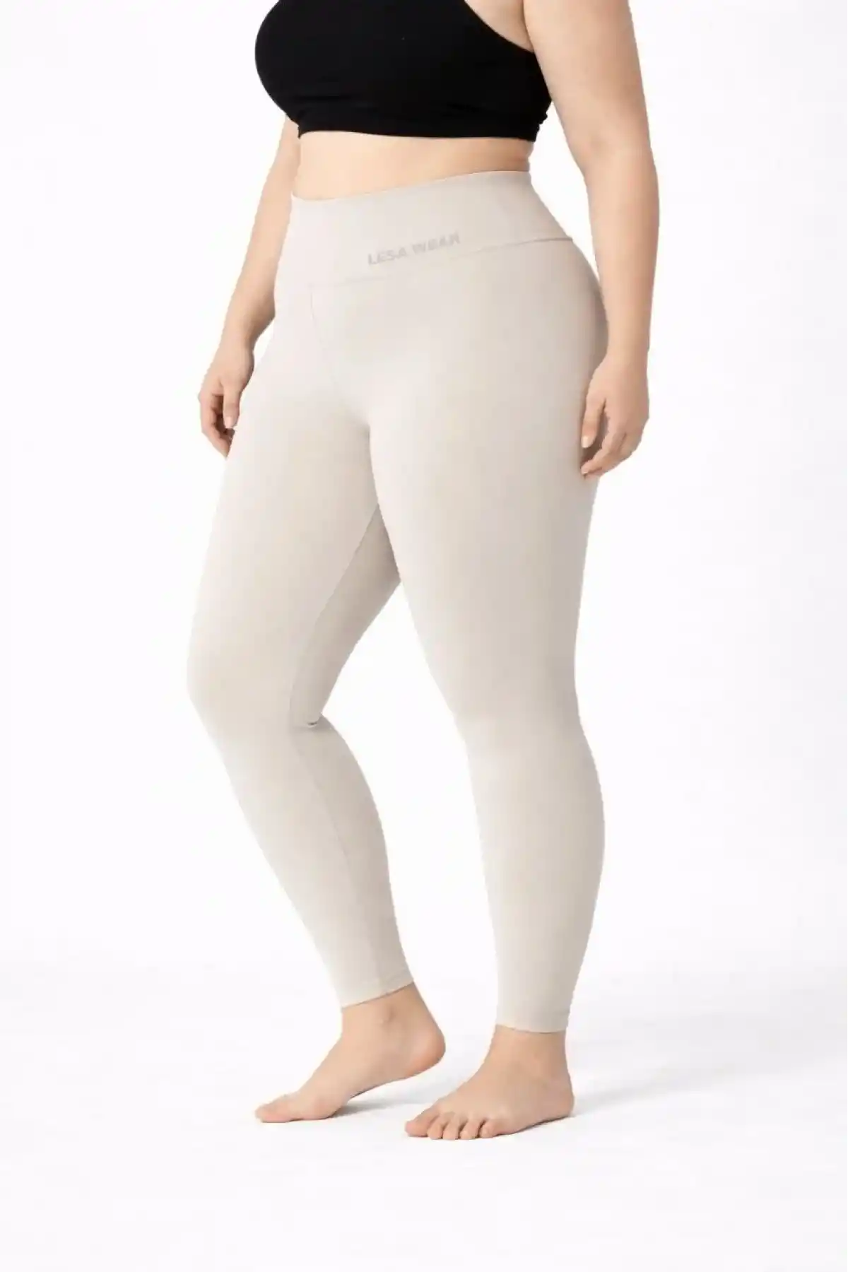 Kadın Yüksek Bel Toparlayıcı Likralı dalgıç Spor Tayt Esnek Battal Büyük Beden - Taş