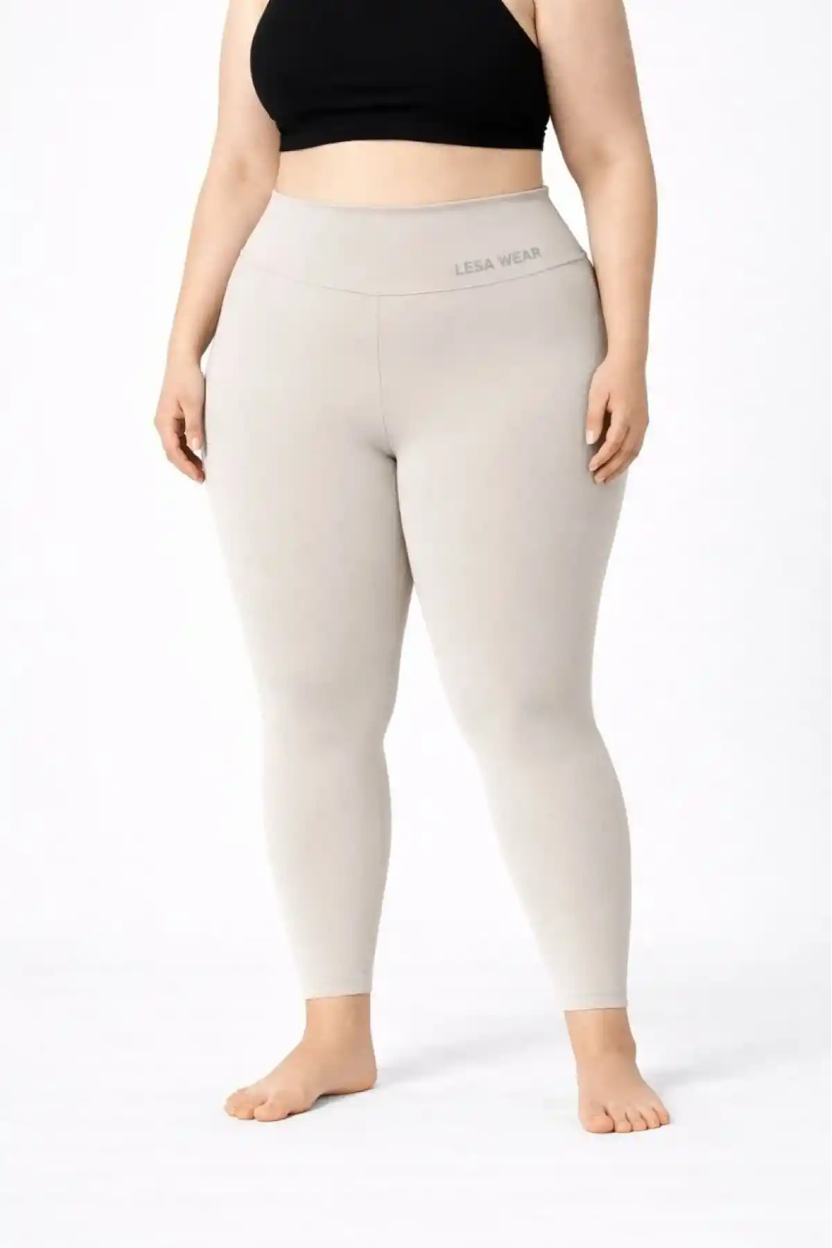 Kadın Yüksek Bel Toparlayıcı Likralı dalgıç Spor Tayt Esnek Battal Büyük Beden - Taş