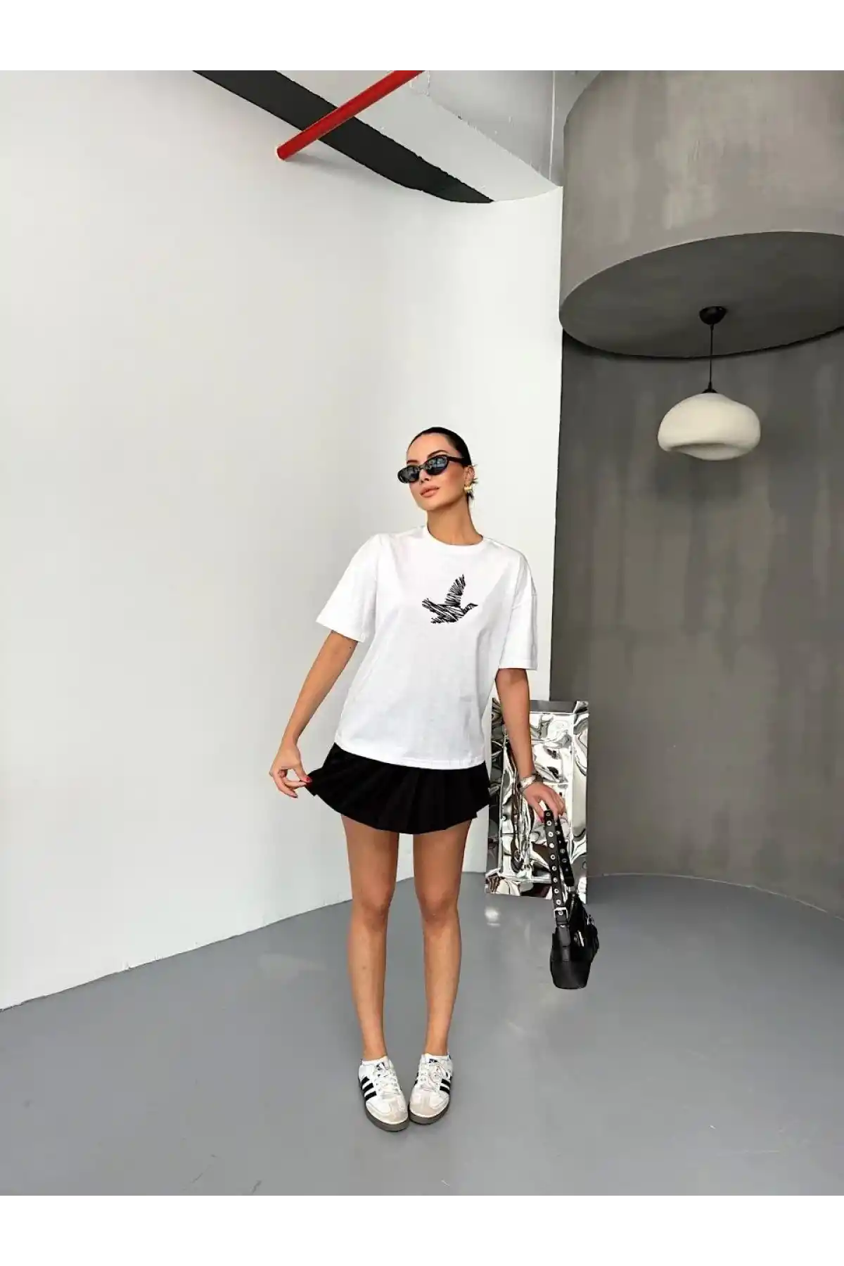 Kısa Kol Baskılı T-shirt - Beyaz