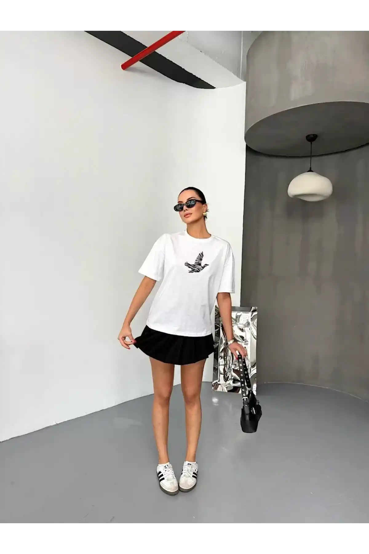 Kısa Kol Baskılı T-shirt - Beyaz