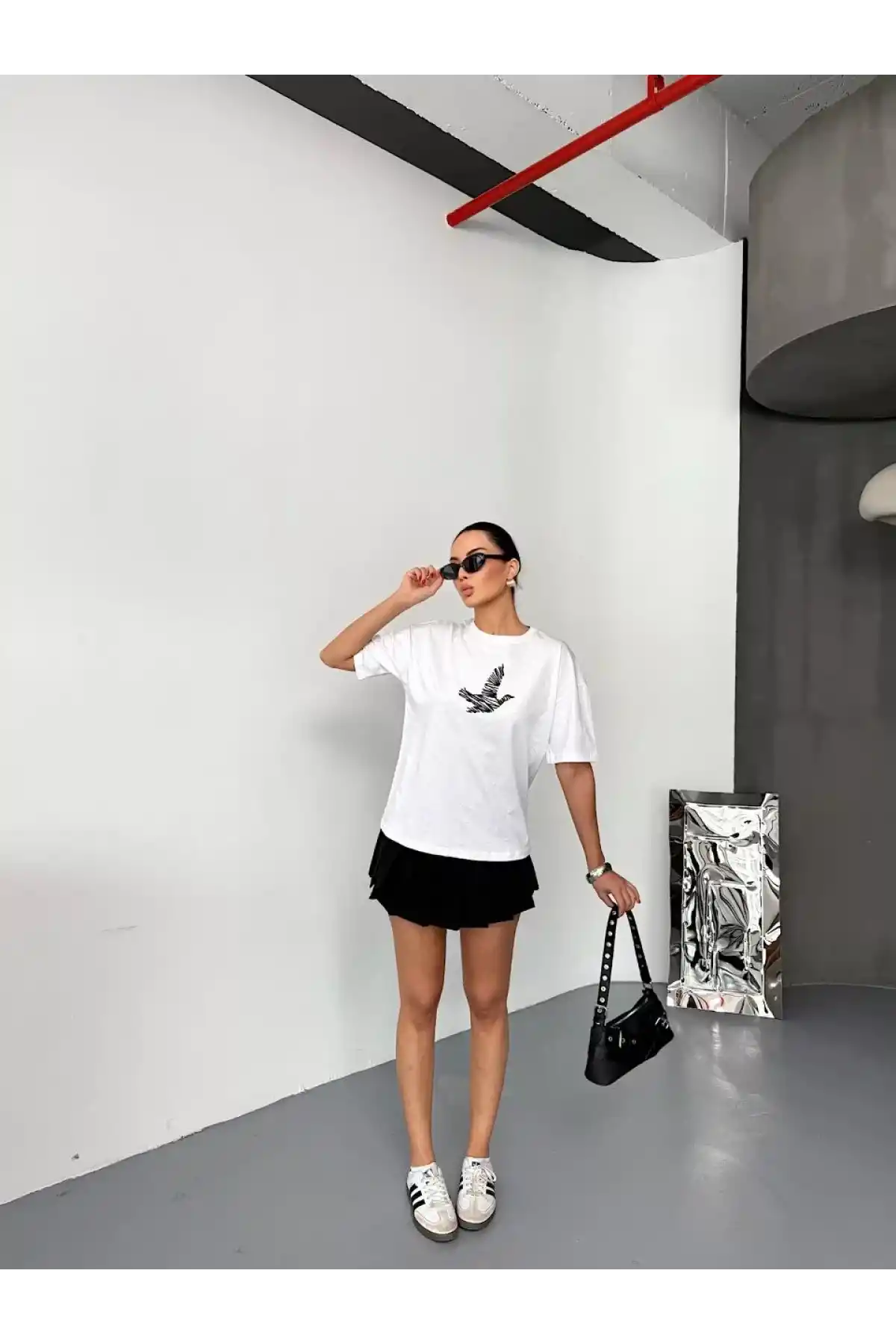 Kısa Kol Baskılı T-shirt - Beyaz