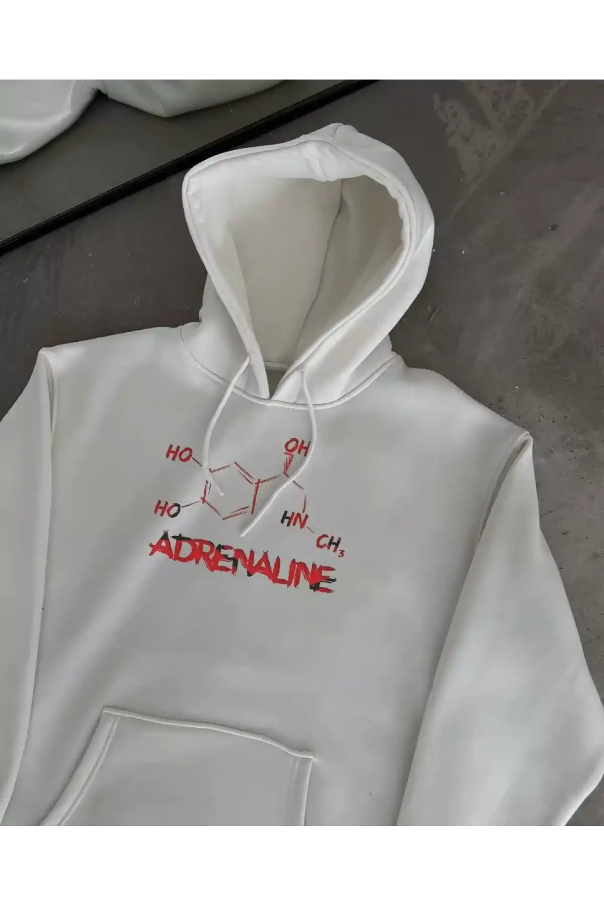 Kışlık Uzun Kol Kapüşonlu SweatShirt - Beyaz