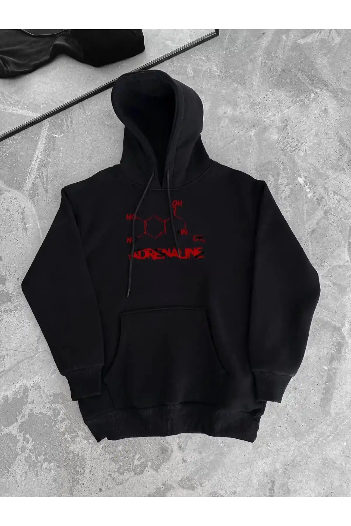 Kışlık Uzun Kol Kapüşonlu SweatShirt - Siyah