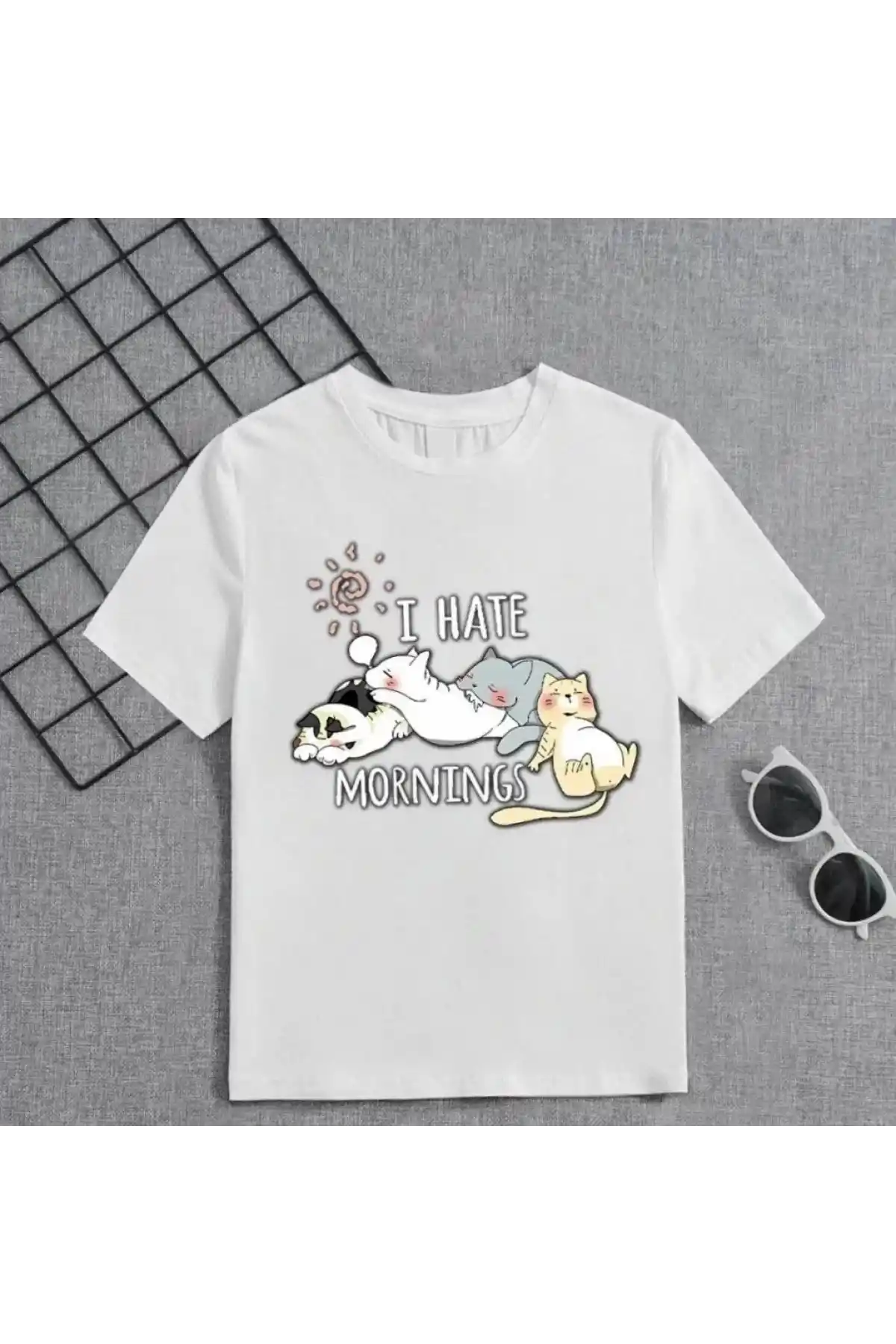 Kız Çocuk Bisiklet Yaka Baskılı T-Shirt - Beyaz