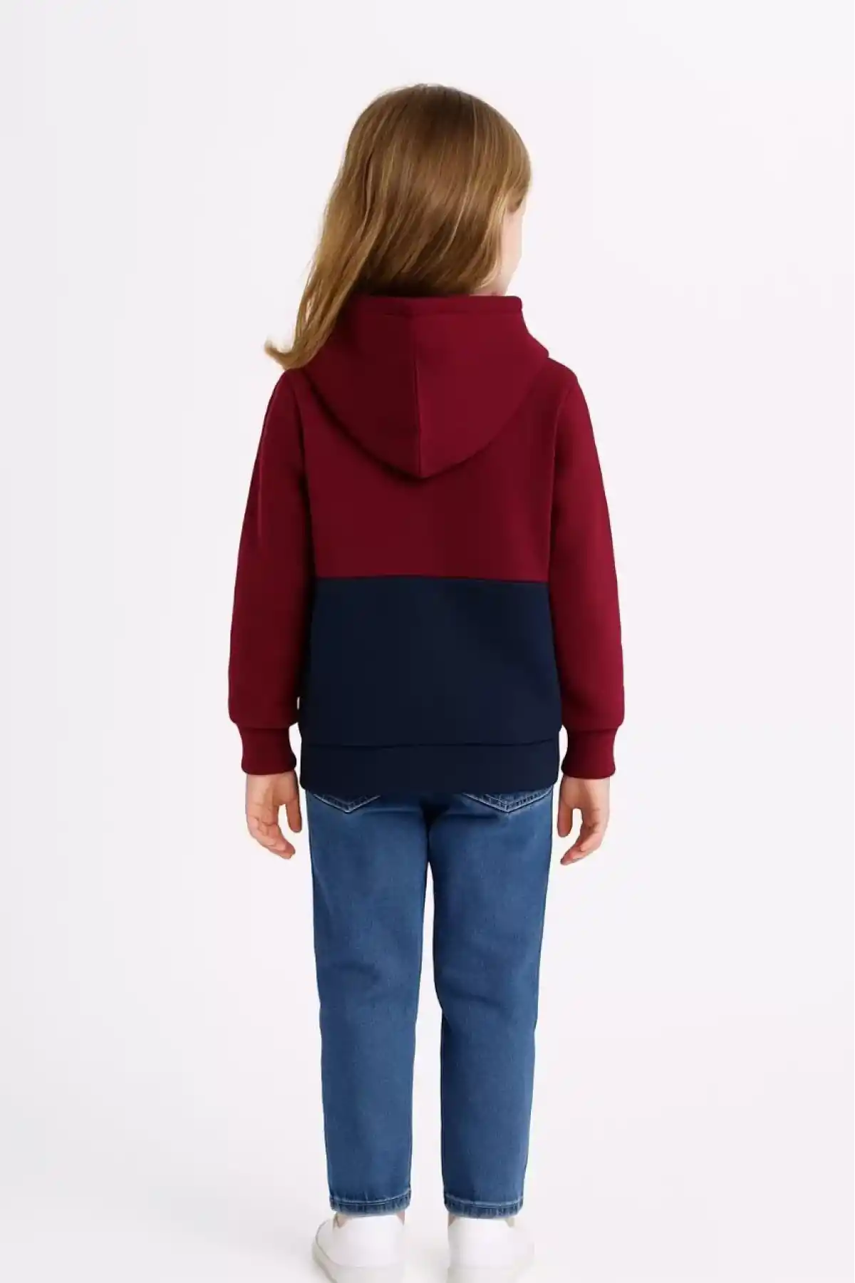 Kız Çocuk Kapüşonlu Kanguru Çepli Parçalı SweatShirt - Renkli