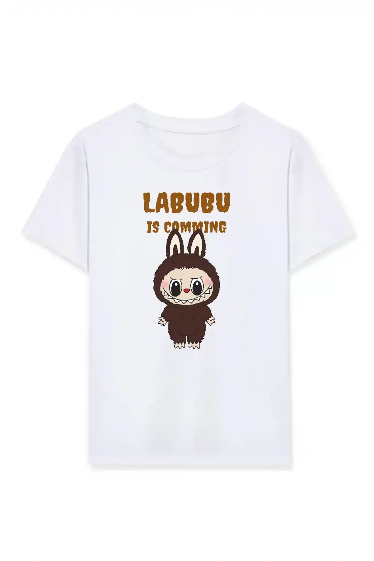 Kız Labubu Çocuk Baskılı T-Shirt - Beyaz