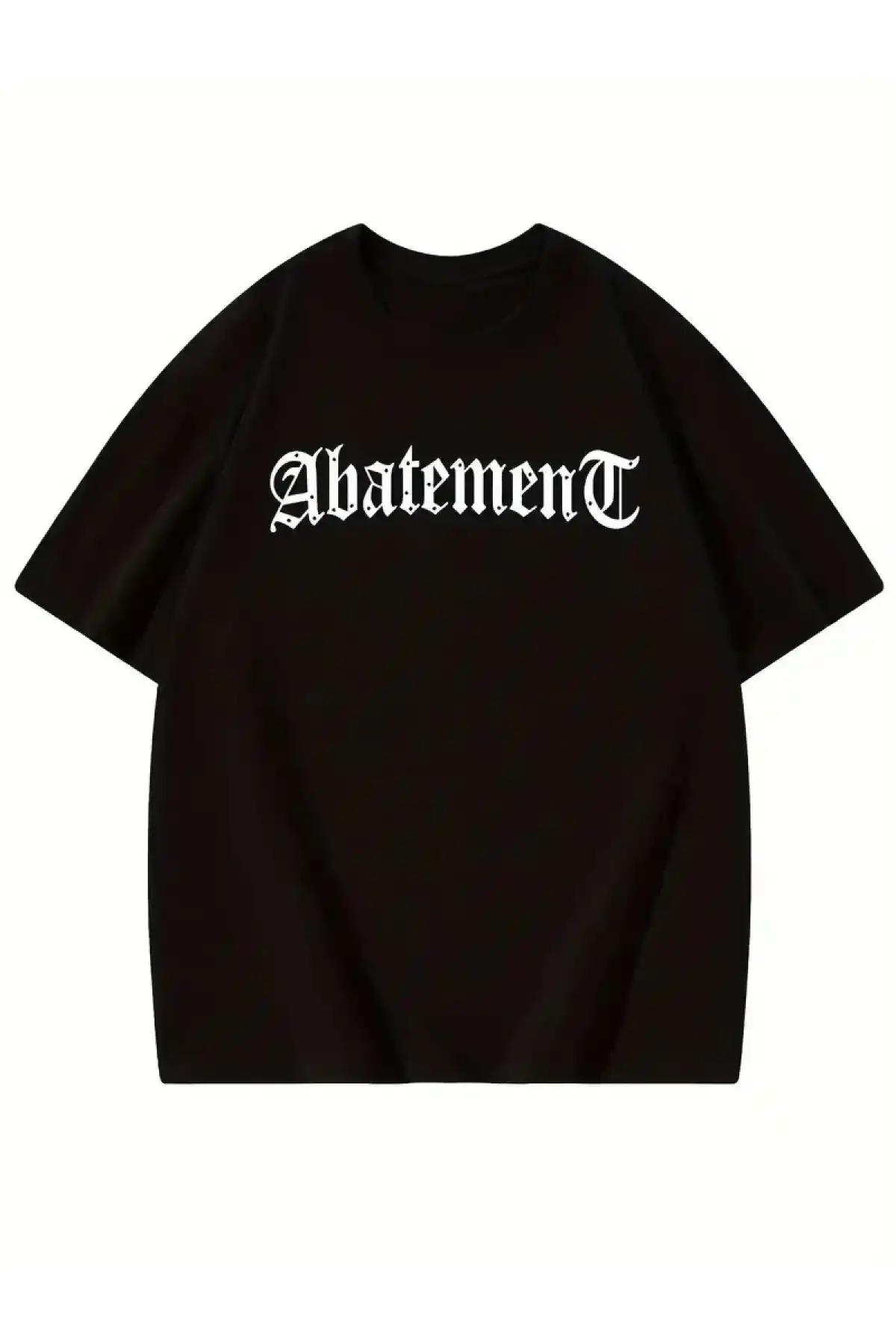 Örümcek Ağı Desenli Baskılı Oversize Bisiklet Yaka T-shirt - Siyah