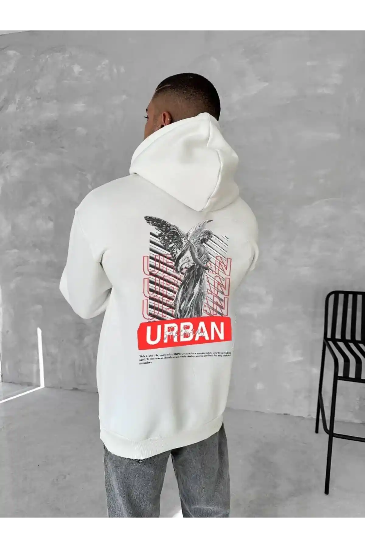 Oversize Üç İplik Kapüşonlu SweatShirt - Beyaz