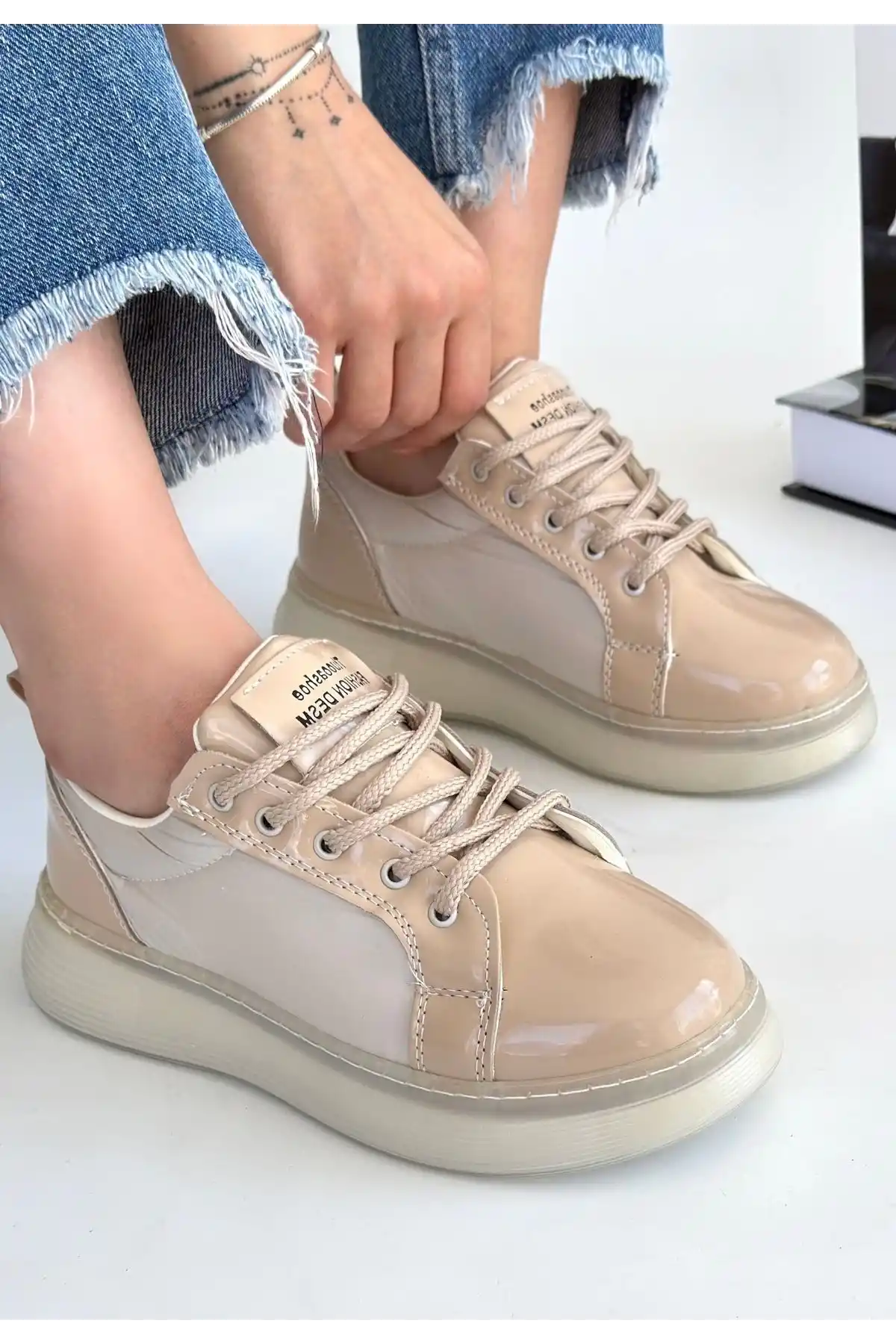 Piona Bej Rugan Bağcıklı Spor Ayakkabı - GC