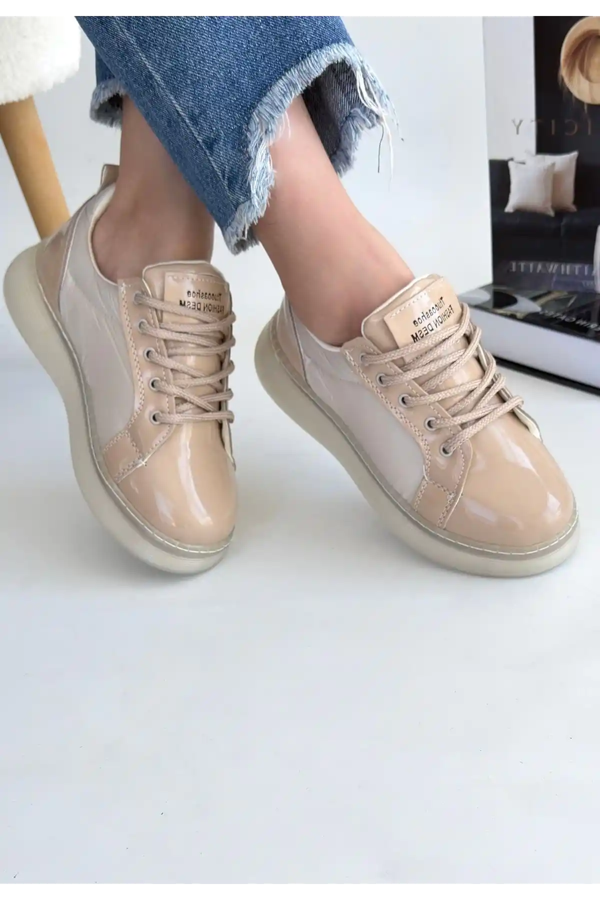 Piona Bej Rugan Bağcıklı Spor Ayakkabı - GC