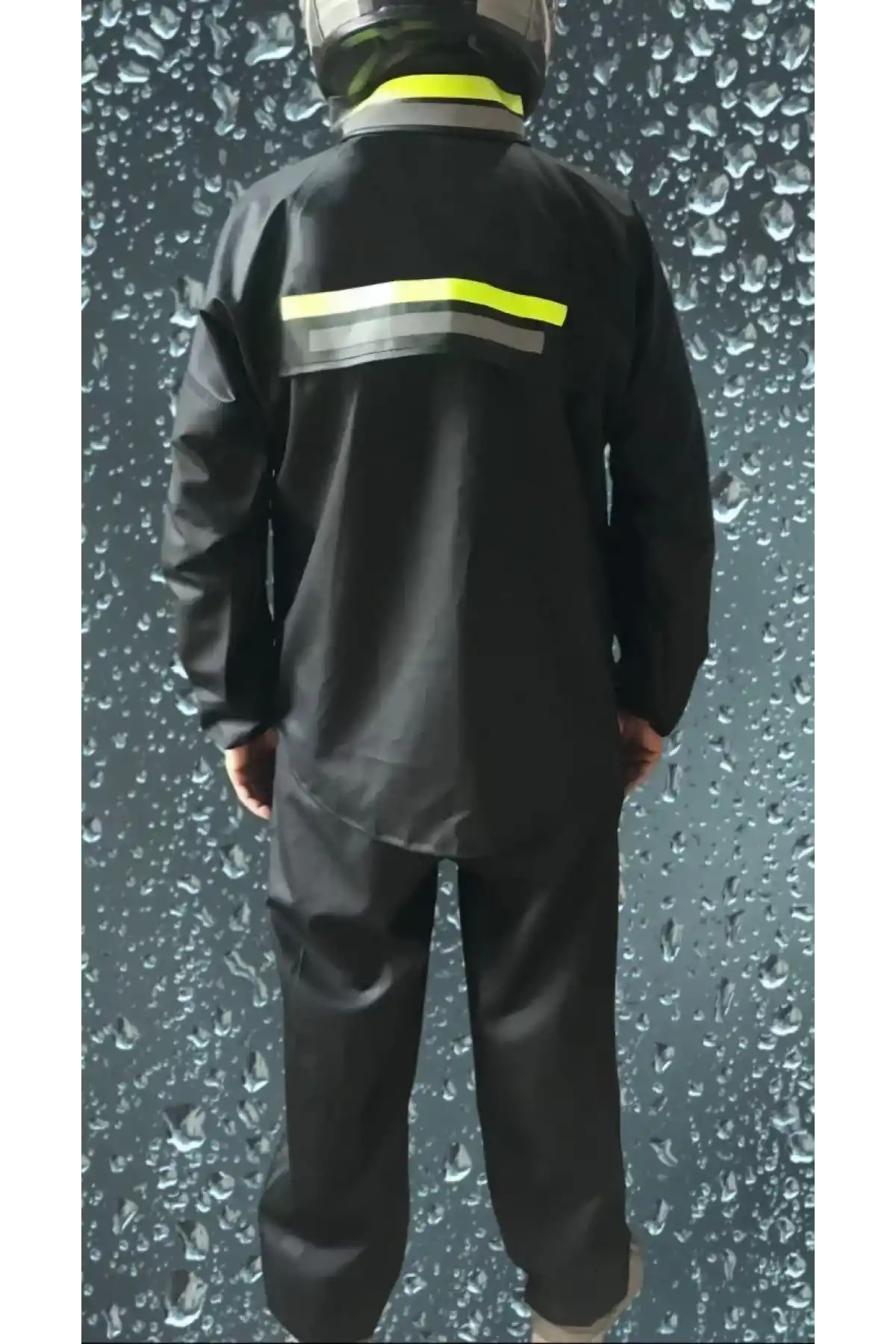 Premium Motorcu Kurye Yağmurluk Takım Su Geçirmez PVC Kumaş Reflektörlü TÜBİTAK Onaylı - Siyah