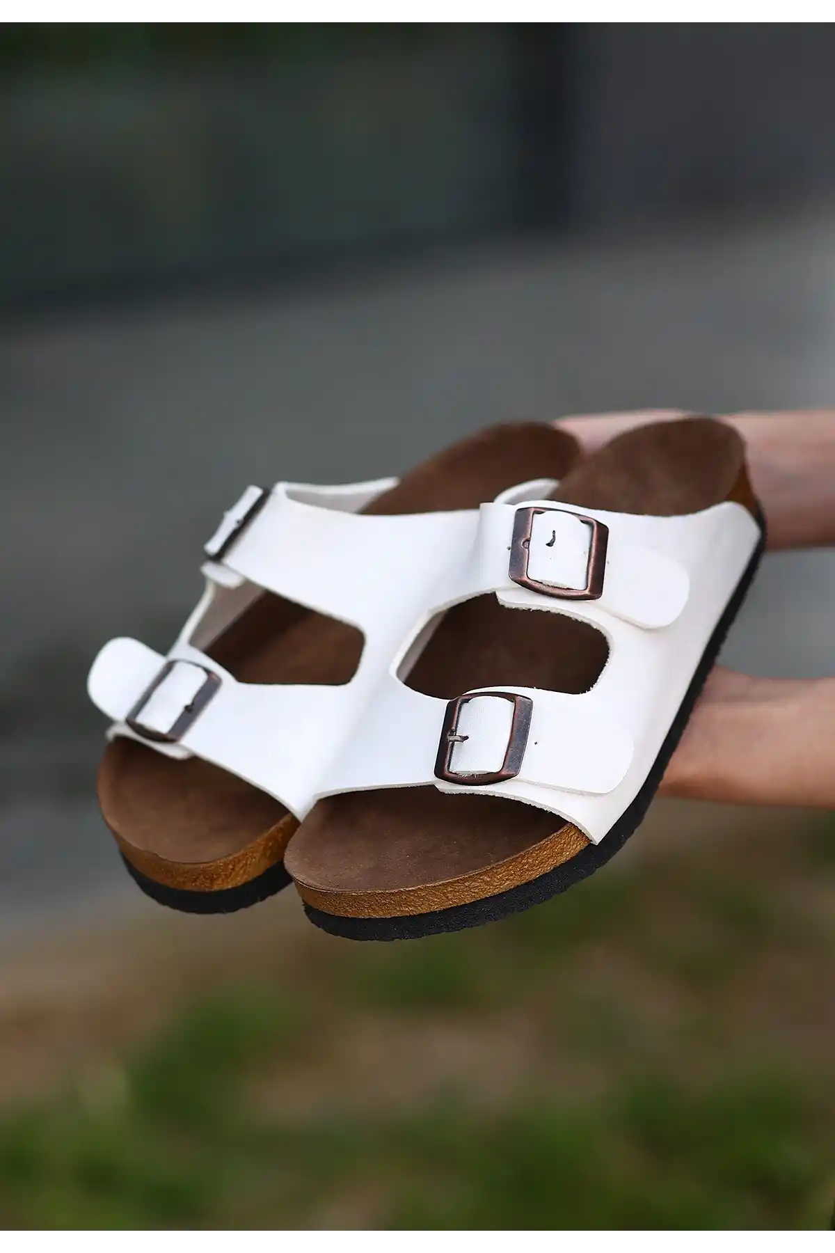 Rıno Beyaz Nubuk Terlik - GC