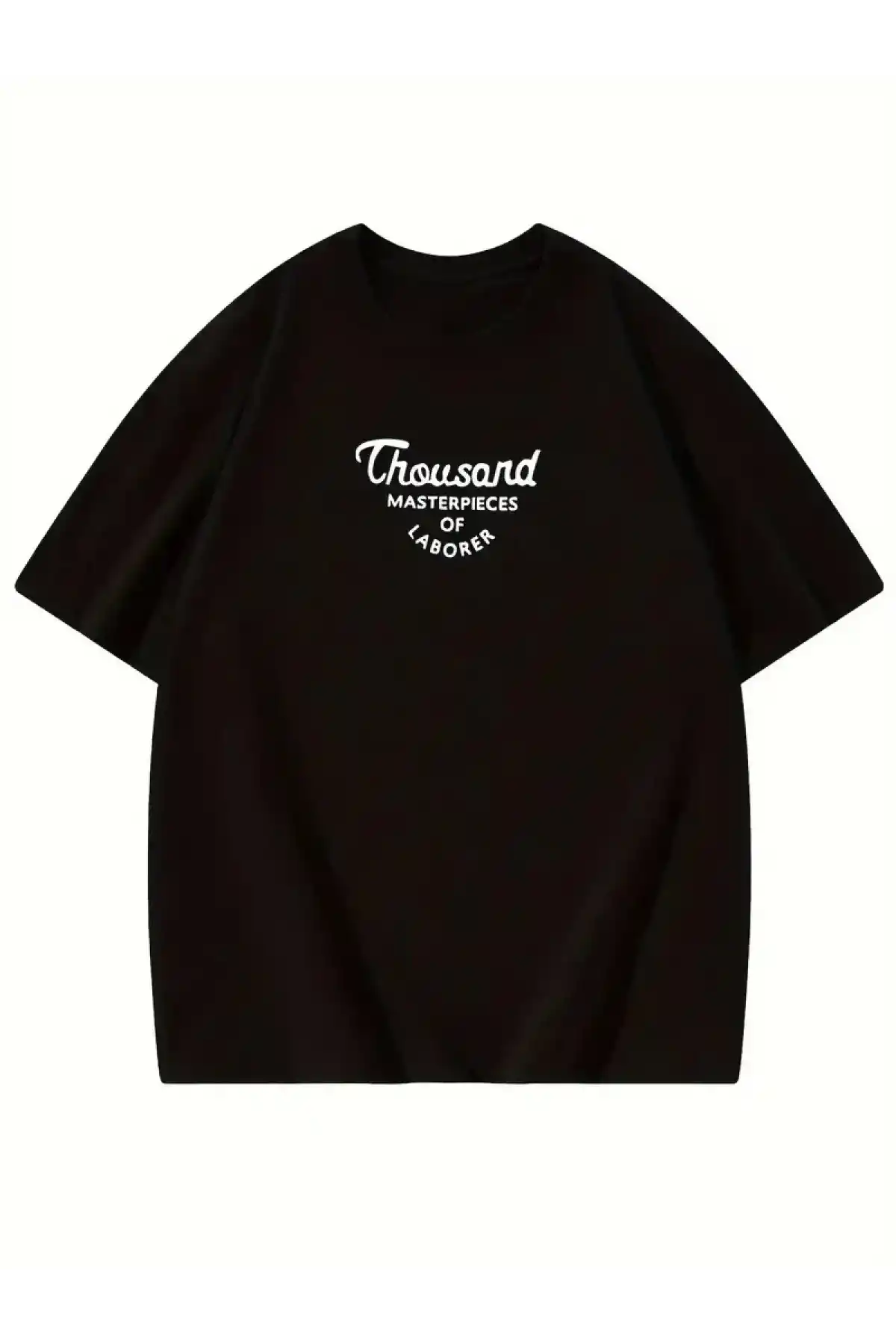 Thousand Ön Arka Baskılı Oversize Bisiklet Yaka T-shirt - Siyah