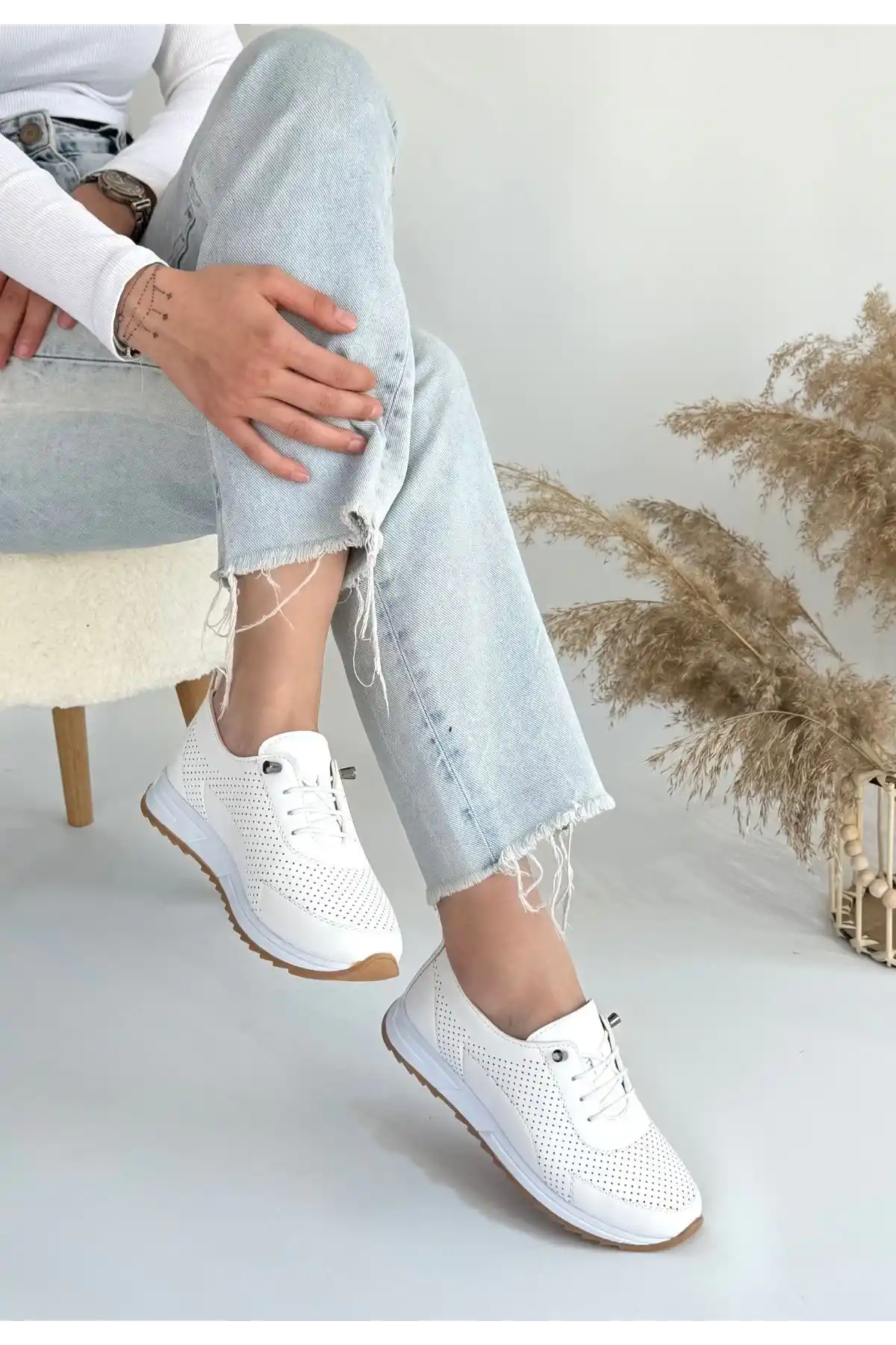 Tone Beyaz Cilt Bağcıklı Spor Ayakkabı - GC
