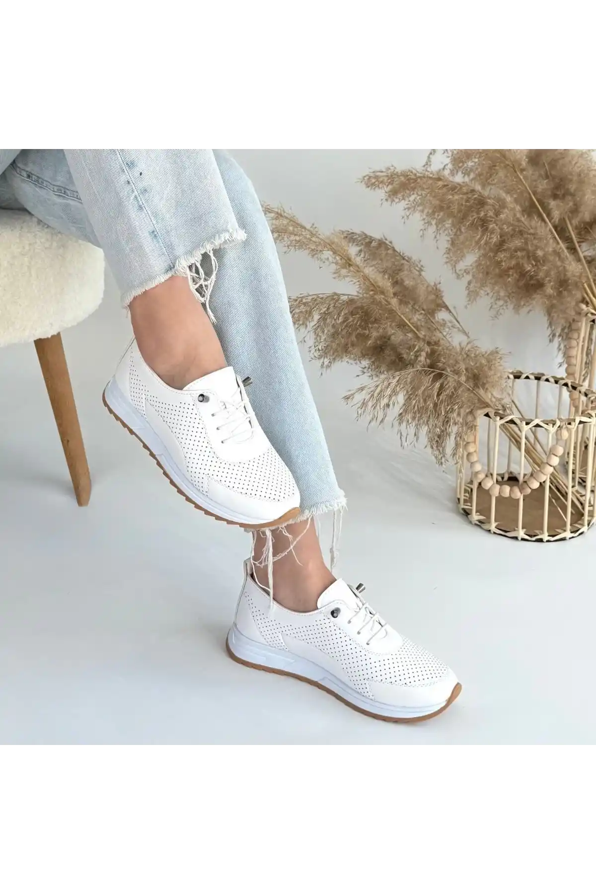 Tone Beyaz Cilt Bağcıklı Spor Ayakkabı - GC