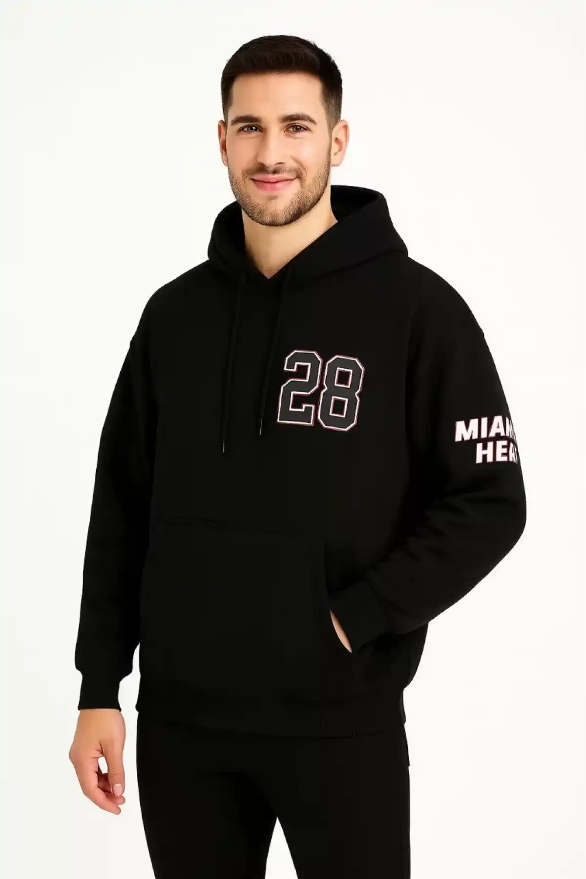 Erkek Kapşonlu Sweatshirt – Oversize Üç İplik Şardonlu Hoodie, “Other Lives” Ön & Arka Baskılı, Kanguru Cepli, Kışlık Rahat Günlük Stil - Siyah