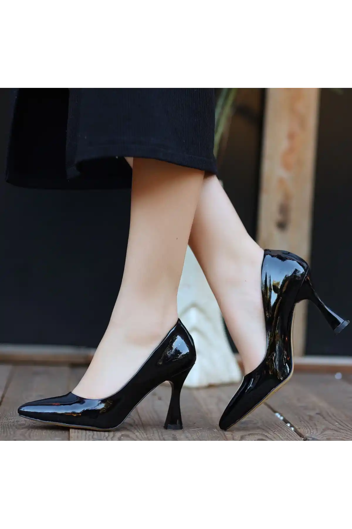 Ulba Siyah Rugan Stiletto Ayakkabı - GC