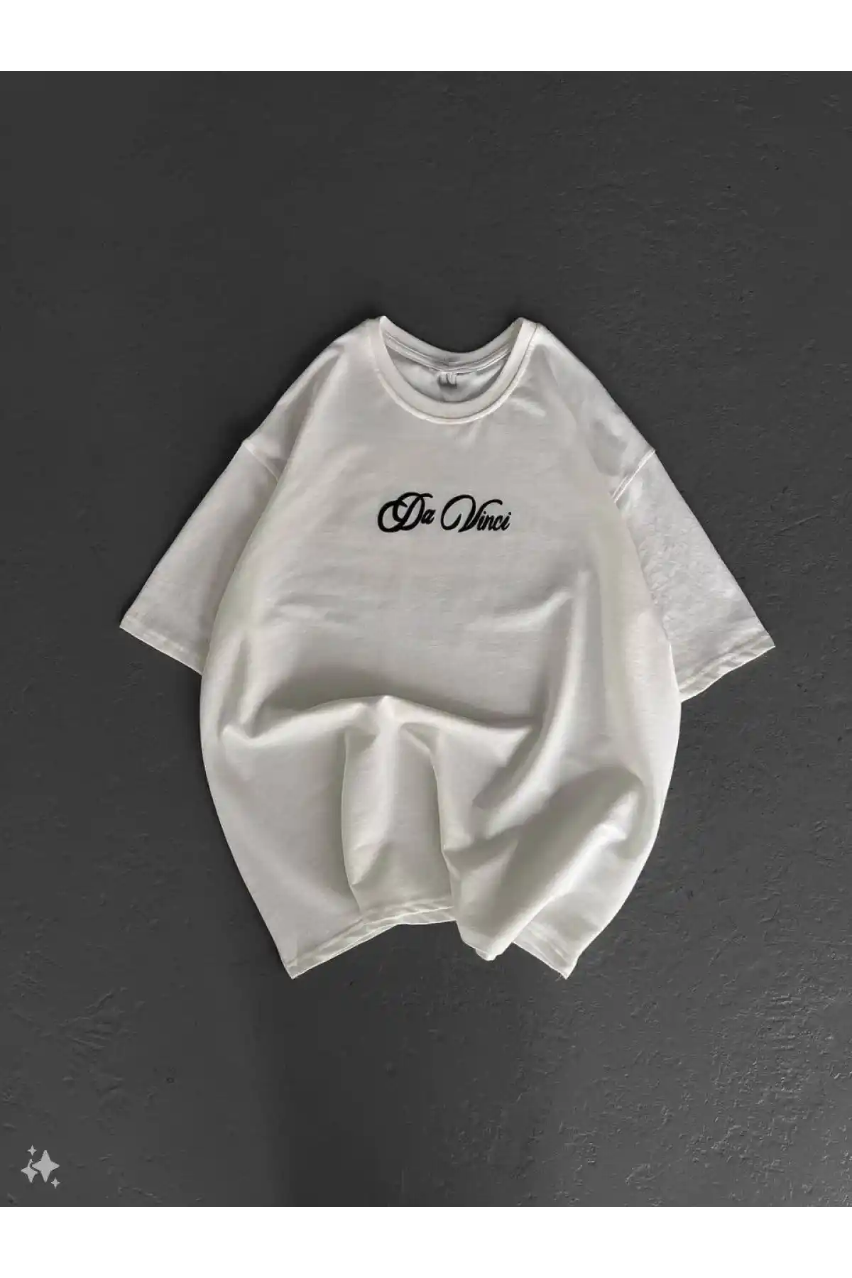 Unisex Baskılı Oversize T-Shirt - Beyaz