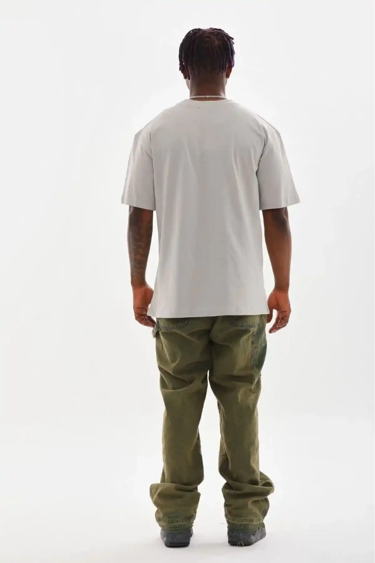 Erkek Baskılı T-Shirt Kısa Kol Bisiklet Yaka Rahat Kalıp Tişört  - Gri