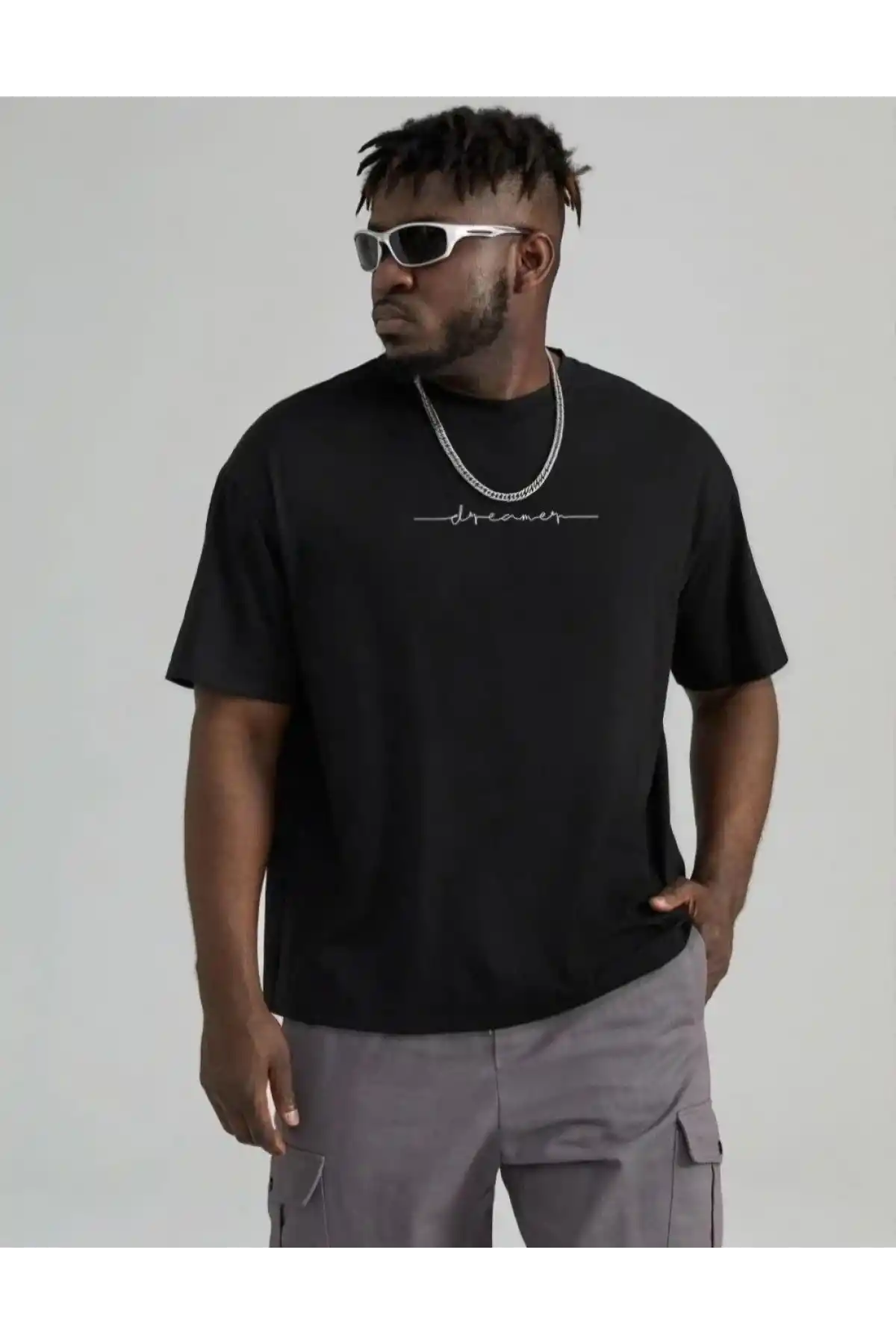 Unisex Baskılı Oversize T-Shirt - Siyah