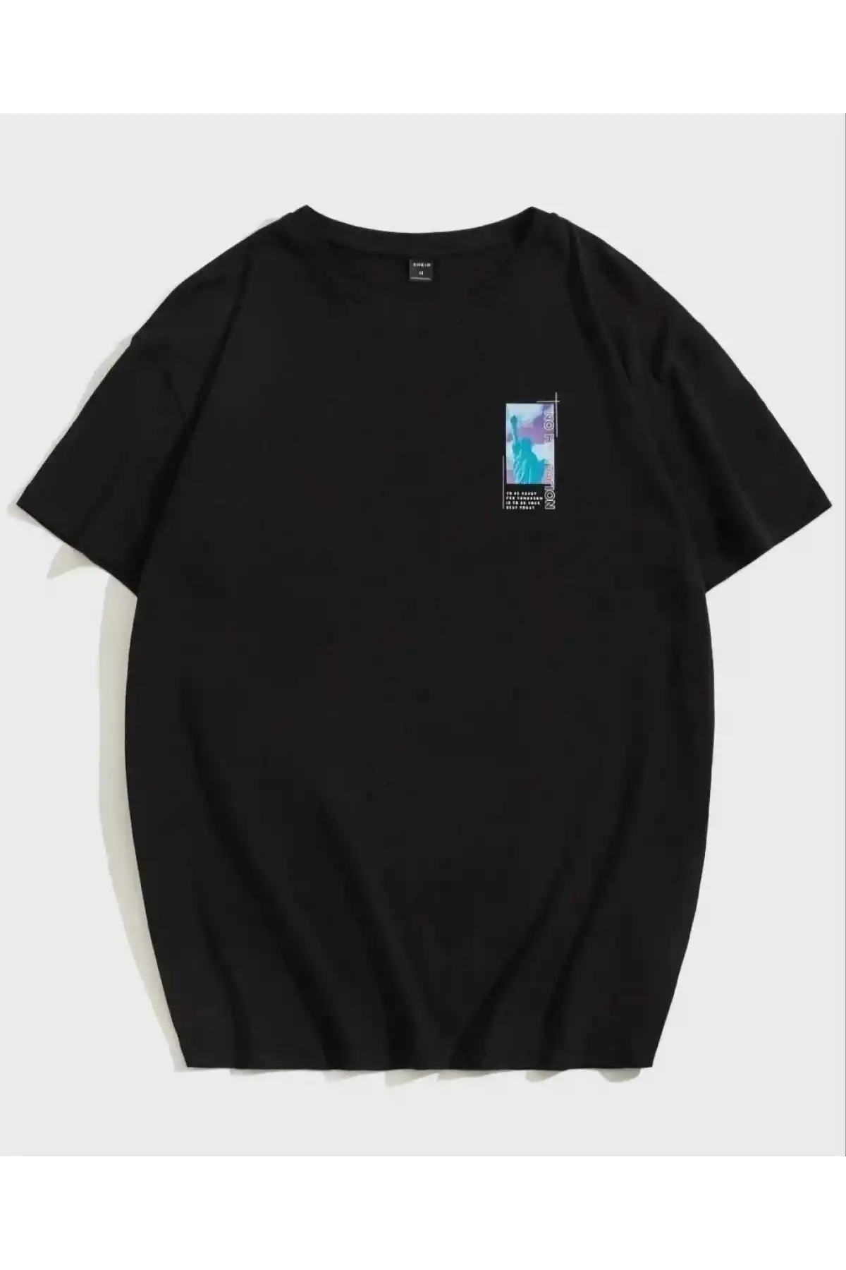 kadın Baskılı Oversize T-Shirt - Siyah