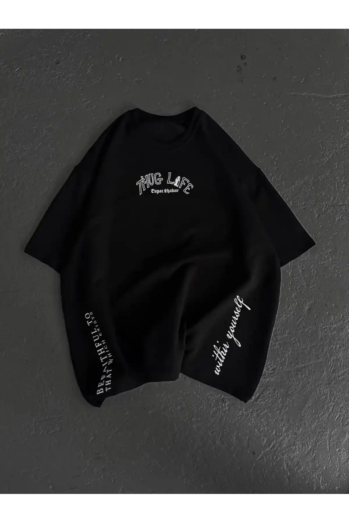 Kadın Baskılı Oversize T-Shirt - Siyah