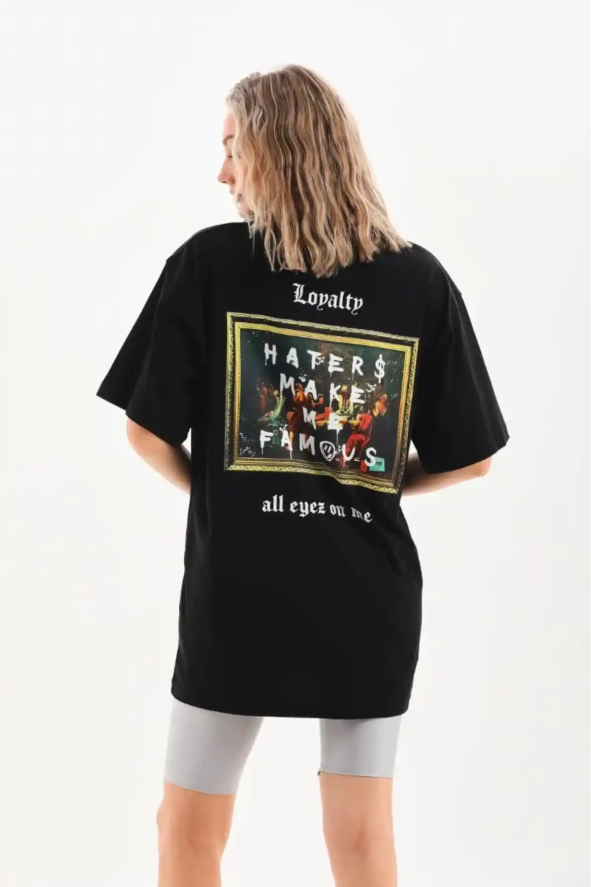 ERKEK Baskılı Oversize T-Shirt - Siyah