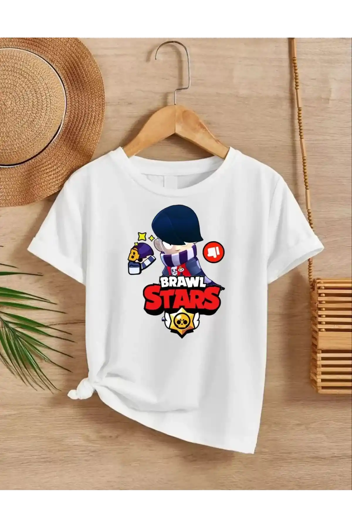 Unisex Bisiklet Yaka Kısa Kol Baskılı Çocuk T-Shirt - Beyaz