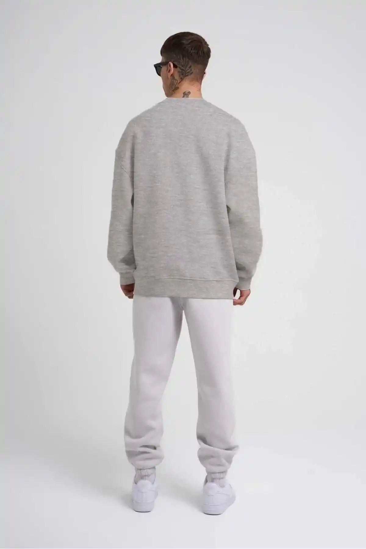 ERKEK Biskilet Yaka Üç İplik SweatShirt - Gri