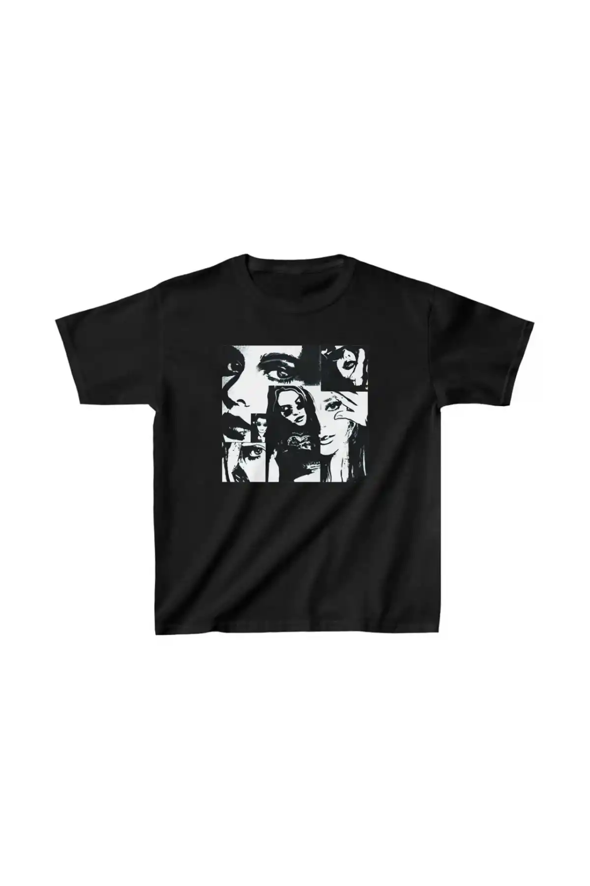 Unisex Çocuk Baskılı T-Shirt - Siyah