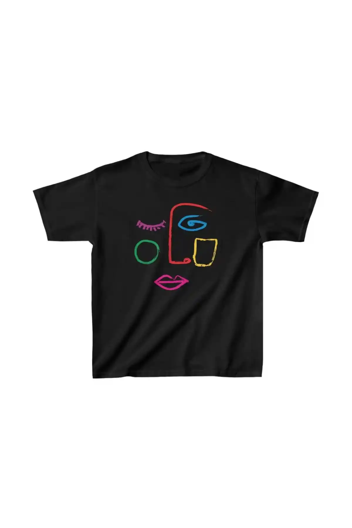 Unisex Çocuk Baskılı T-Shirt - Siyah