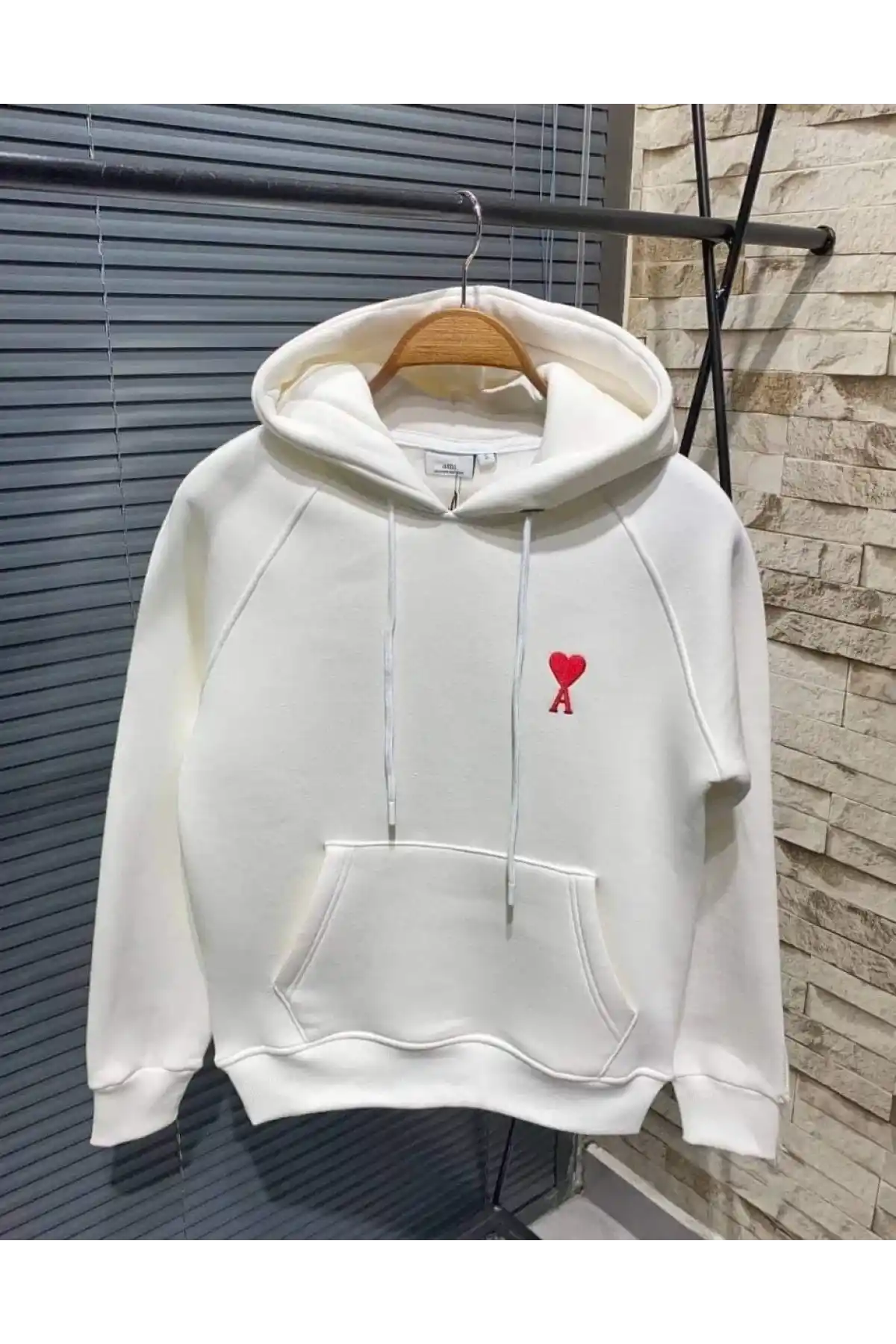 Kadın Kapşonlu Baskılı Sweetshirt - Beyaz