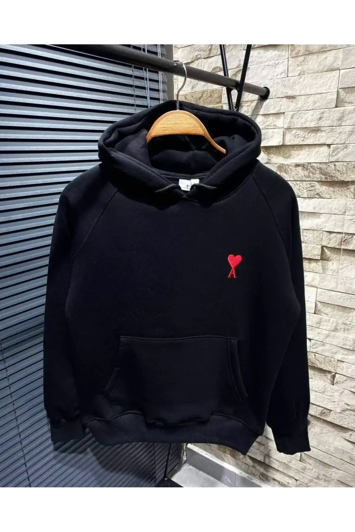 Kadın Kapşonlu Baskılı Sweetshirt - Siyah