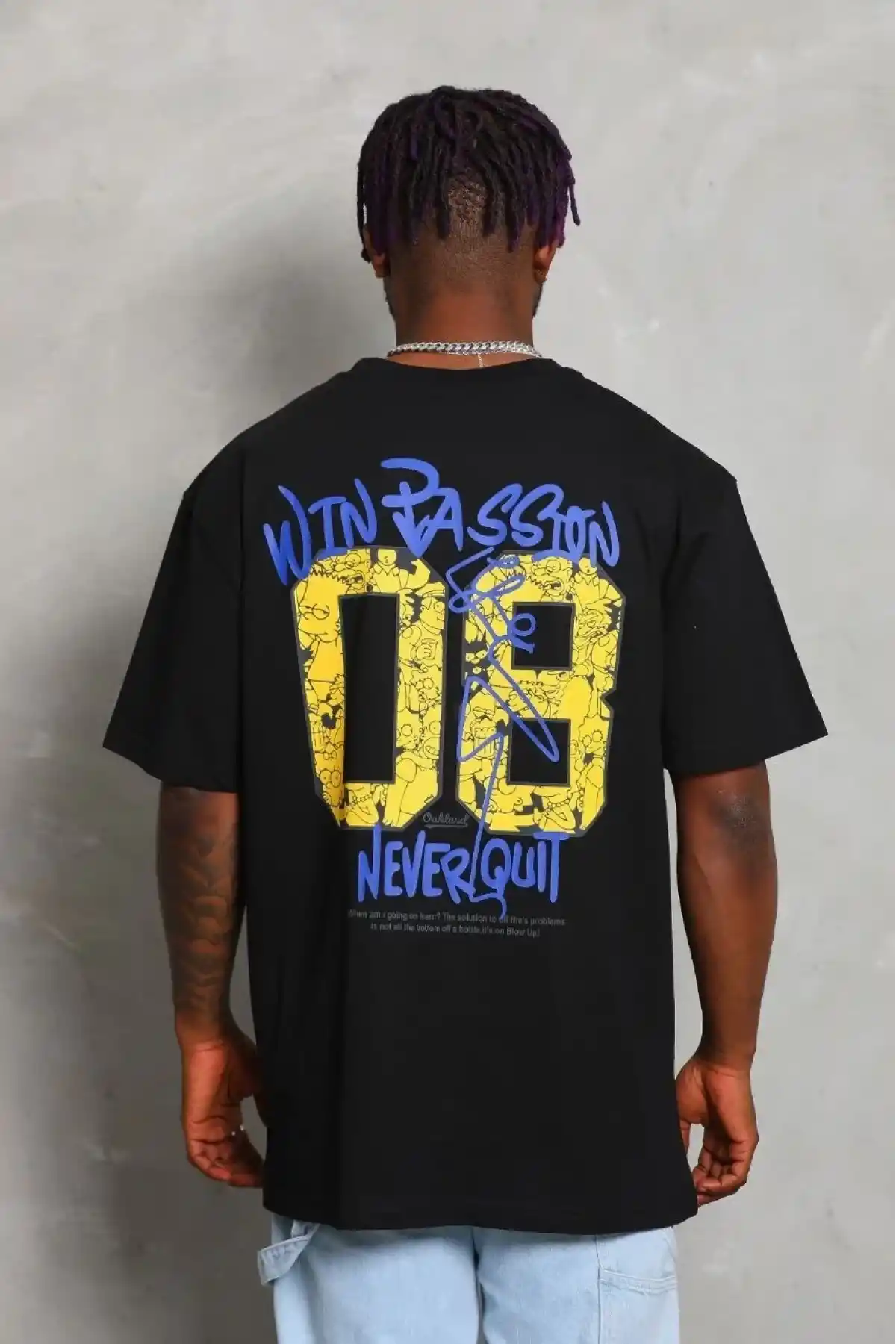 ERKEK Baskılı Bisiklet  Kısa kol Yaka - Siyah