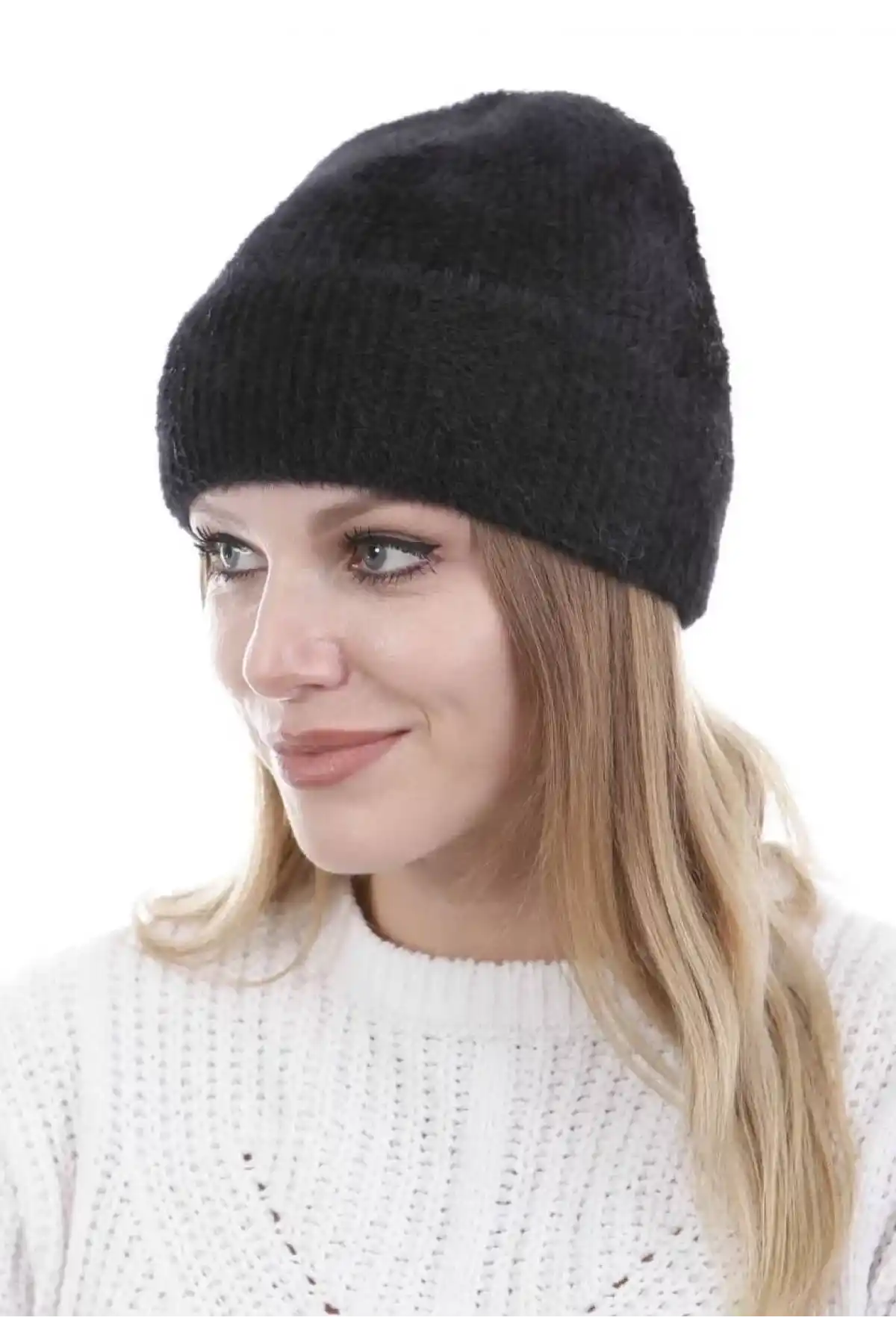 Unisex Tam Kalıp İnce Sakallı Triko Bere - Siyah