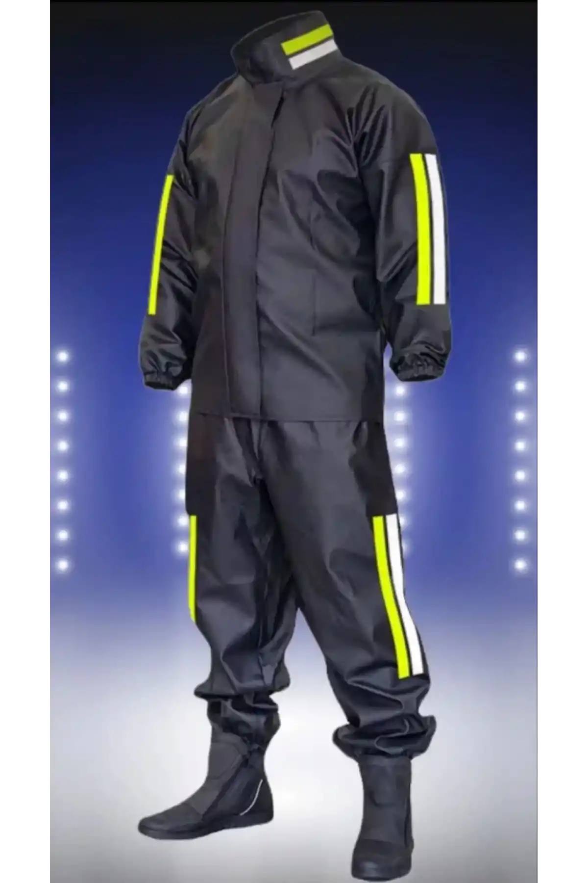 Motorcu Kurye Su Geçirmez Yağmurluk Takım - Siyah