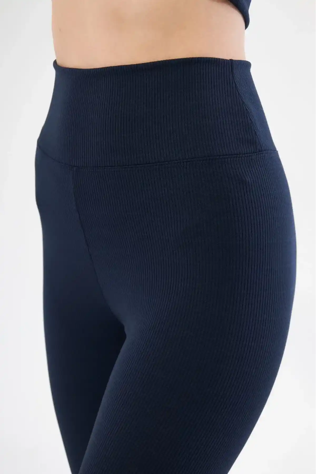 Yüksek Bel Fitilli Biker Baskılı Şort - Lacivert