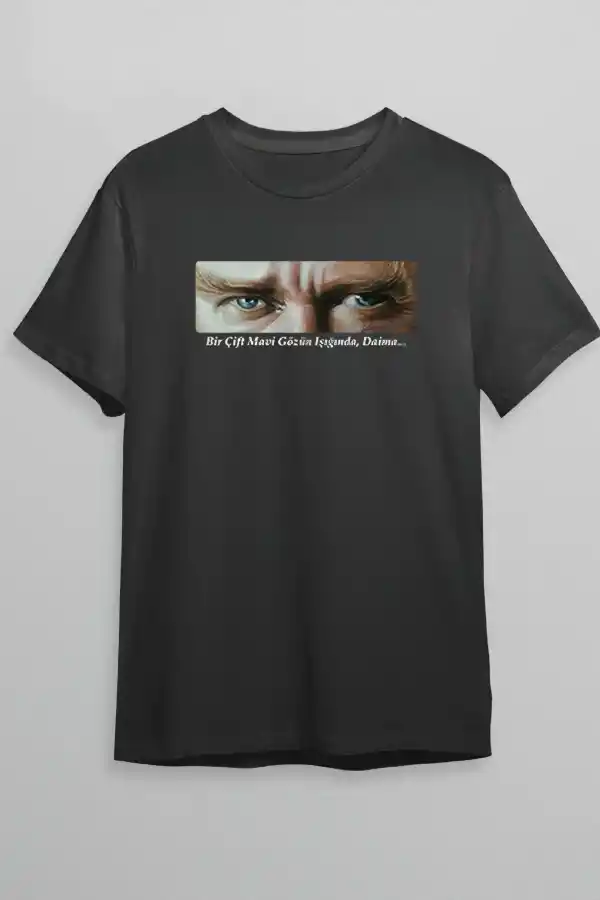 10 Kasım Atatürkü Anma Günü Baskılı Oversize Bisiklet Yaka T-shirt - Siyah