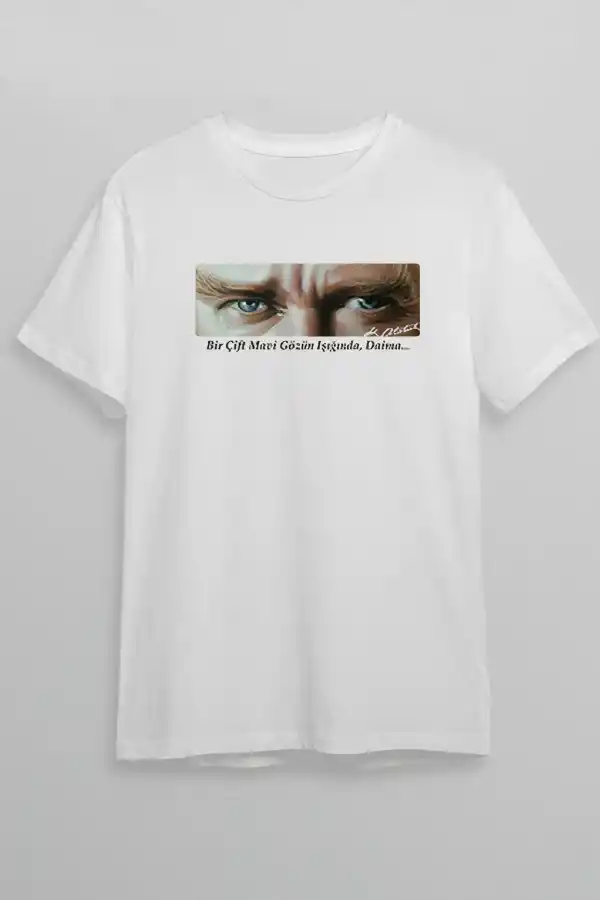 10 Kasım Unisex Atatürk Baskılı T-shirt - Beyaz